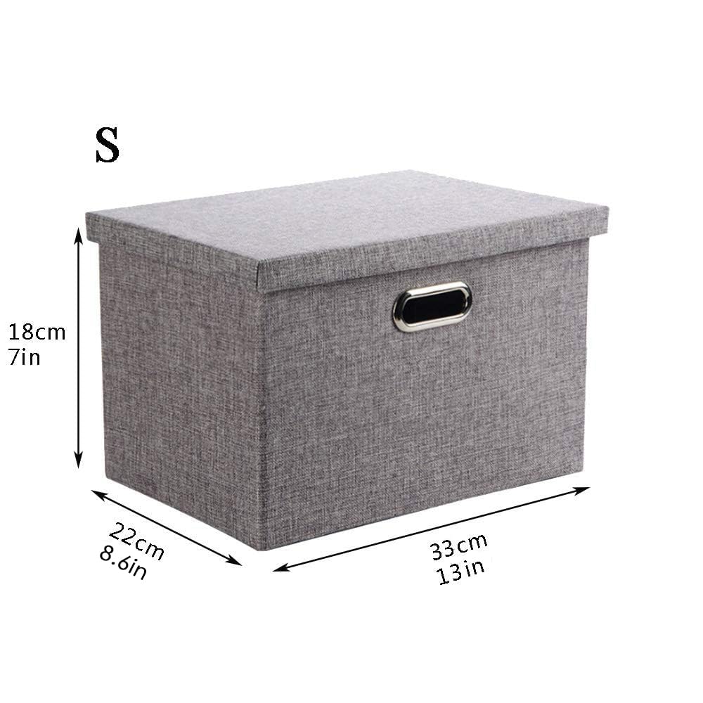 Collapsible Fabric Storage Baskets with Lids - Foldable Organizer Box for Home, Office & Shelves - Small Grey Storage Bin (33x22x18cm) - Perfect for Closet, Nursery, Pantry & Dorm Organization - 1 Pack