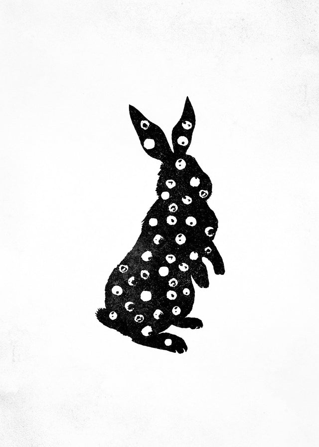 Bunny Rabbit Silhouette Polkadot Print Fabric - Cute Easter Decor, Nursery Wall Art & Spring Home Decoration
