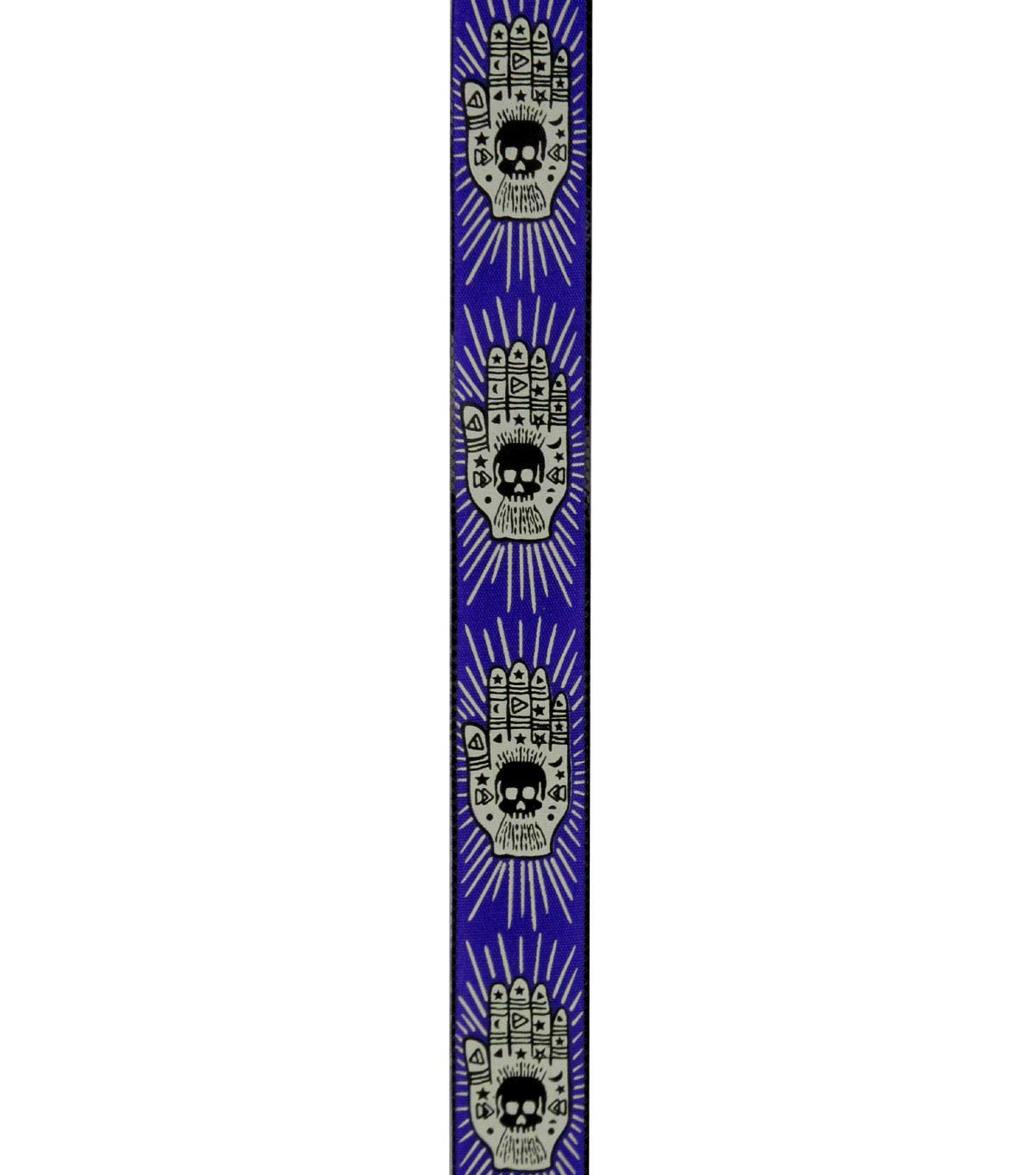 Maker's Halloween Ribbon 7/8'' x 9' - Purple Tarot Hands Design - Perfect for DIY Crafts, Gift Wrapping & Halloween Decorations