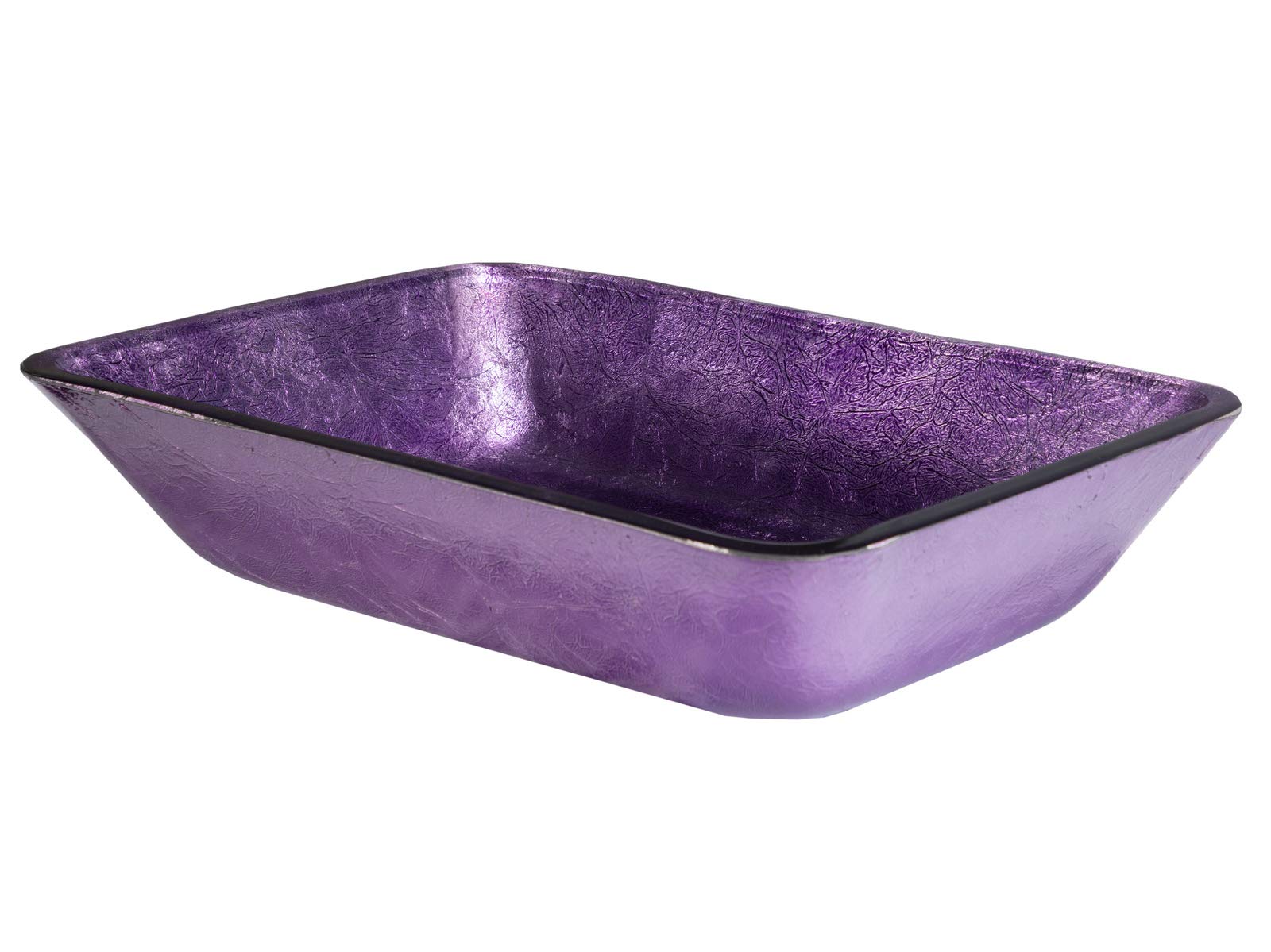 Modern Rectangular Purple Foil Glass Vessel Bathroom Sink - Elegant Vanity Basin for Contemporary Home Decor, Perfect for Powder Rooms and Luxury Bathrooms
