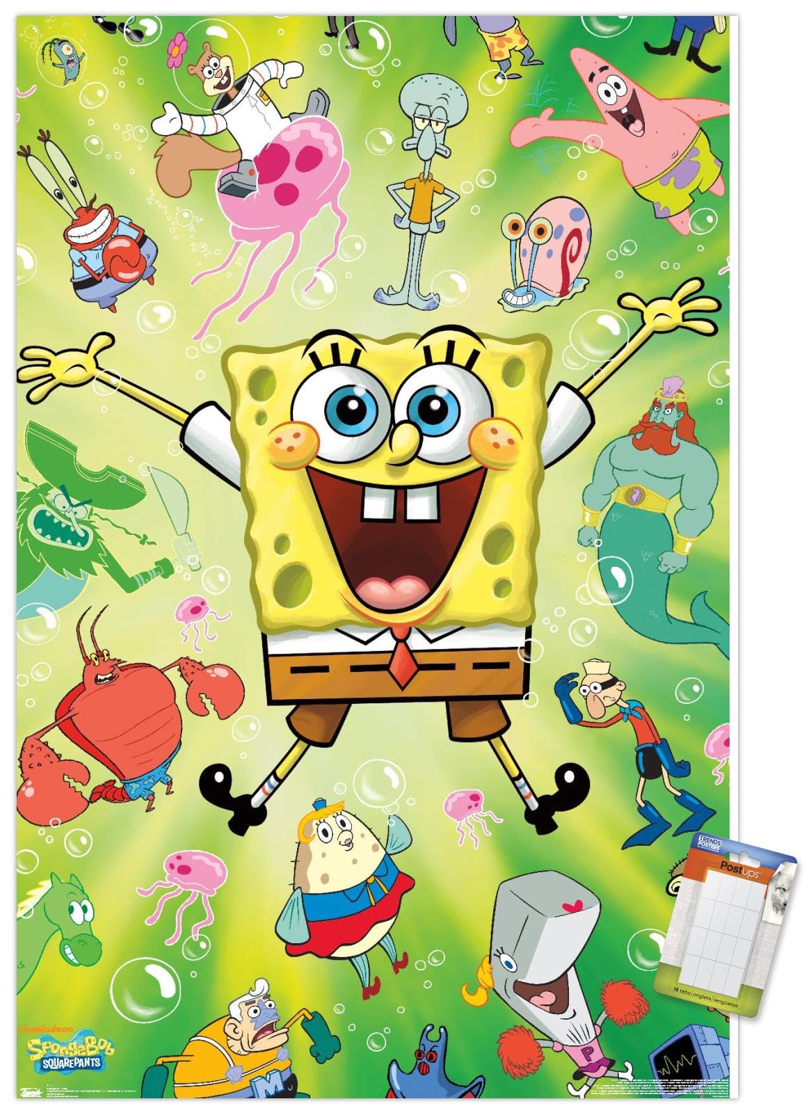 Trends International Nickelodeon SpongeBob SquarePants Burst Wall Poster - 22.375 x 34 Inches, Premium Quality Poster & Mounting Bundle - Perfect for Kids' Bedroom, Game Room & Office Decor