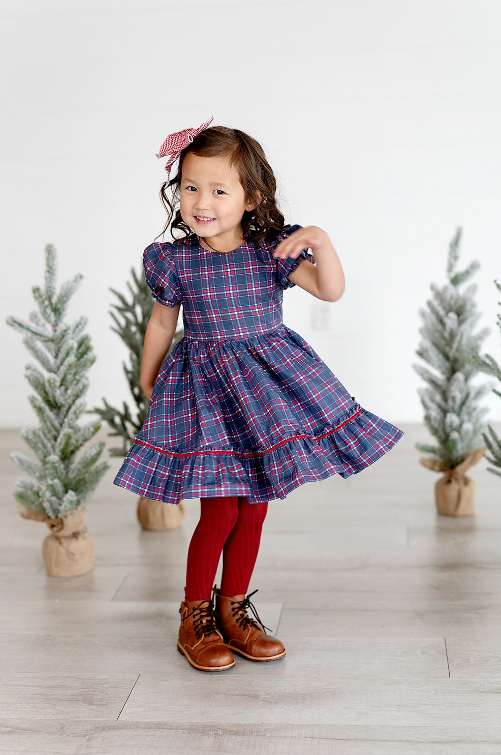 Festive Aura Dress in Classic Holiday Plaid - Perfect for Christmas Parties & Winter Gatherings
