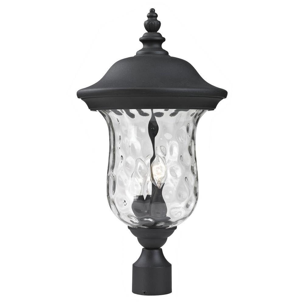Z-Lite 533PHB-BK Black Aluminum Outdoor Post Light with Clear Water Glass Shade - Durable Weatherproof Exterior Lighting for Patio, Garden, Pathway, and Porch