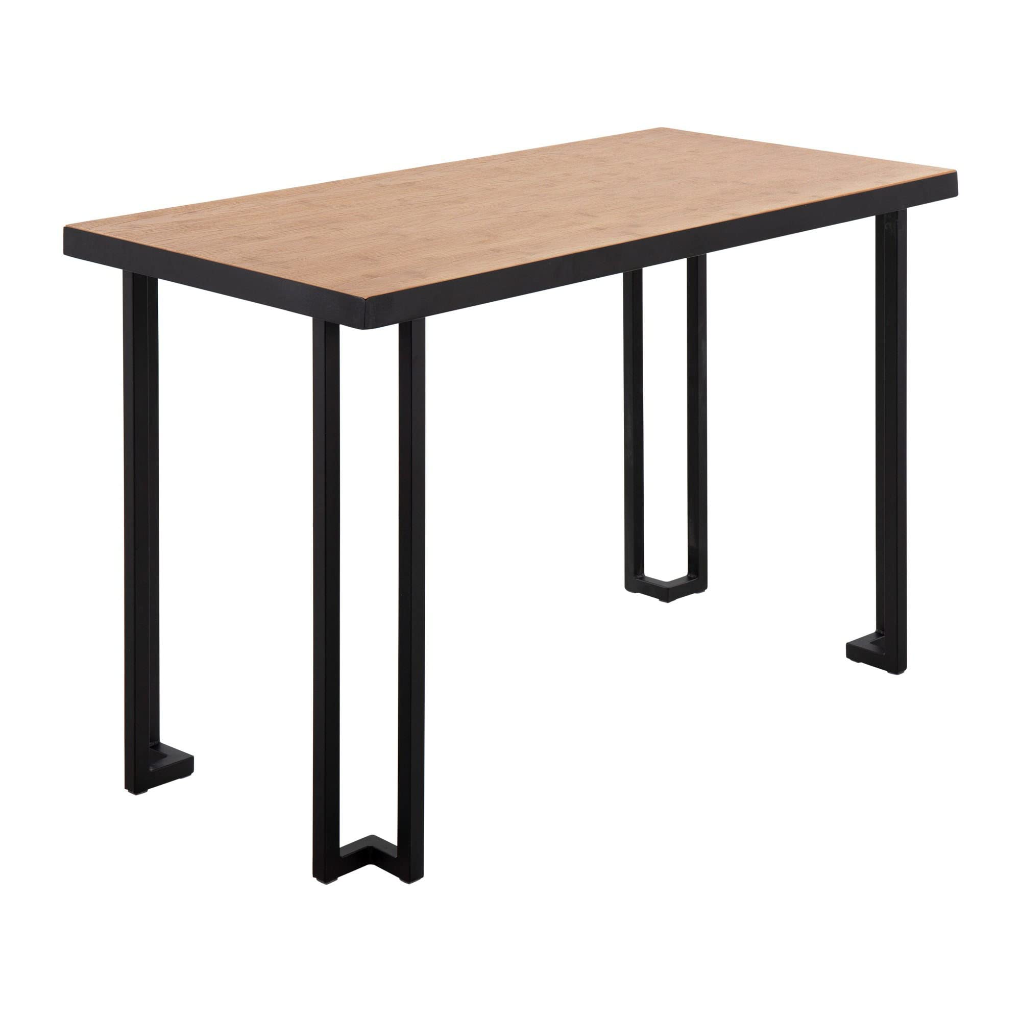 LumiSource Roman Natural Wood Desk - Modern Home Office & Computer Desk in Black | Small Contemporary Desk for Bedroom, Gaming & Workspace | Perfect for Remote Work, Study & Small Spaces