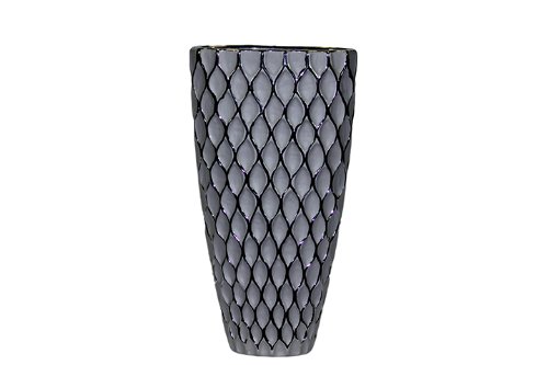 UTC 27039 Silver Ceramic Vase with Metallic Finish - Elegant Home Decor for Living Room, Dining Table & Wedding Centerpieces