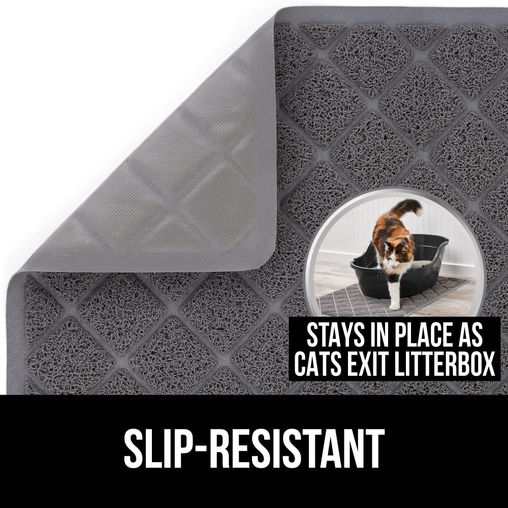 Gorilla Grip Non-Slip Cat Mat & Silicone Pet Feeding Mat with Bowls Set - 24x17 Inch Cat Mat & 1 Cup Capacity Food Mat - Gray 2-Piece Bundle for Kittens & Dogs - Perfect for Messy Eaters & Water Bowl Areas