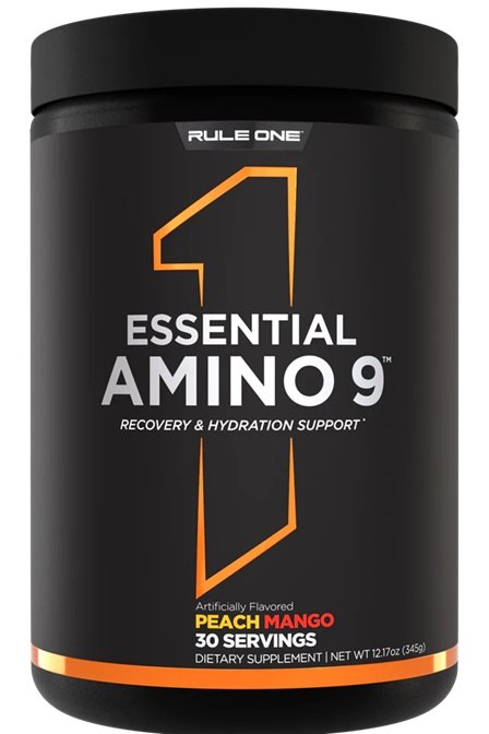 Essential Amino 9 Peach Mango Flavor - 345g Branched-Chain Amino Acid (BCAA) Supplement for Muscle Recovery & Workout Performance | Post-Workout, Fitness & Bodybuilding Nutrition