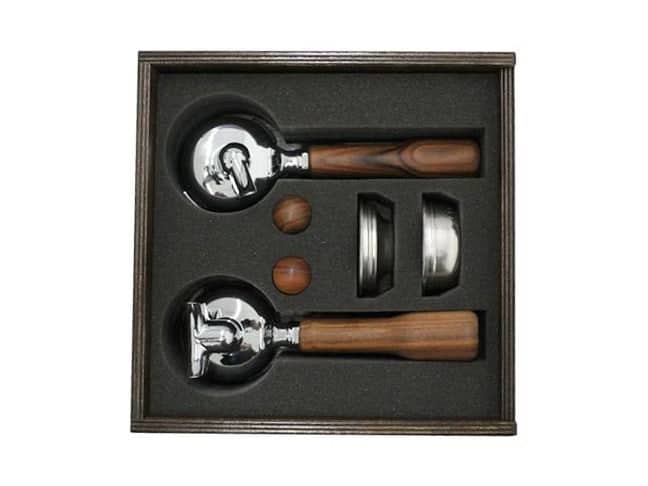 Bezzera BZ Filter Holders with 1/2 Cup Capacity - 2 Wooden Knobs Included - Perfect for Espresso Machine Accessories & Home Barista Setup