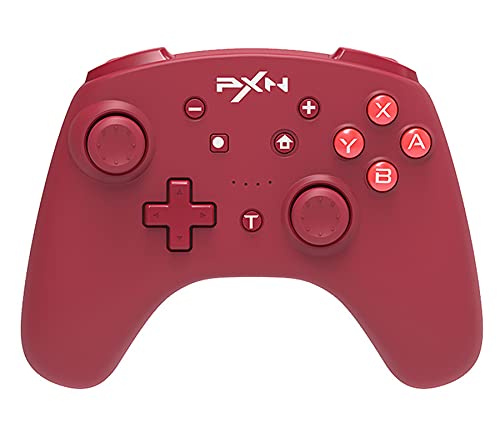 PXN 9607X Wireless Pro Controller for Nintendo Switch/Lite/OLED - NFC/Amibo Support, Turbo, Screenshot, Gyro Axis & Dual Vibration Gamepad (Red) - Perfect for Gaming, Multiplayer & Amiibo Collection