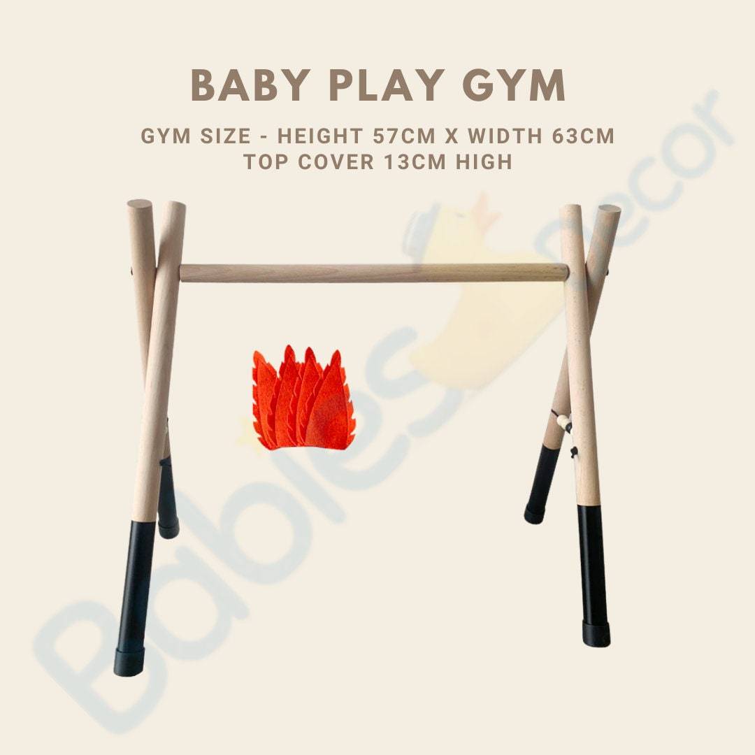 Baby Activity Play Gym with Wooden Frame - Soft Toys & Rattles for Newborns & Infants - Developmental Playmat for Tummy Time & Sensory Stimulation - Perfect for Nursery, Daycare & Home Playtime