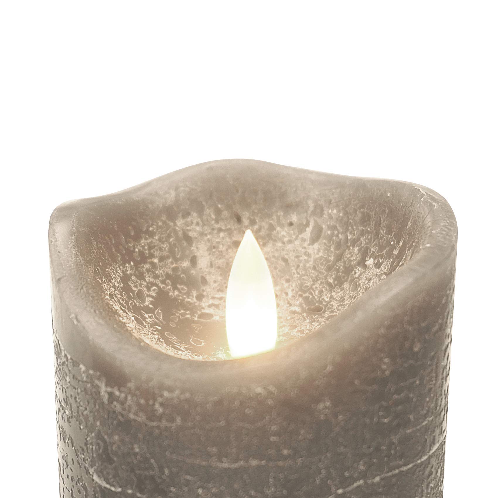 Real Wax Battery Operated Flameless Candles with Timer - Set of 3 Rustic Gray LED Pillar Candles, Realistic Flickering & 6H On/18H Off Auto Cycle - Perfect for Home Decor, Weddings, Restaurants & Relaxation