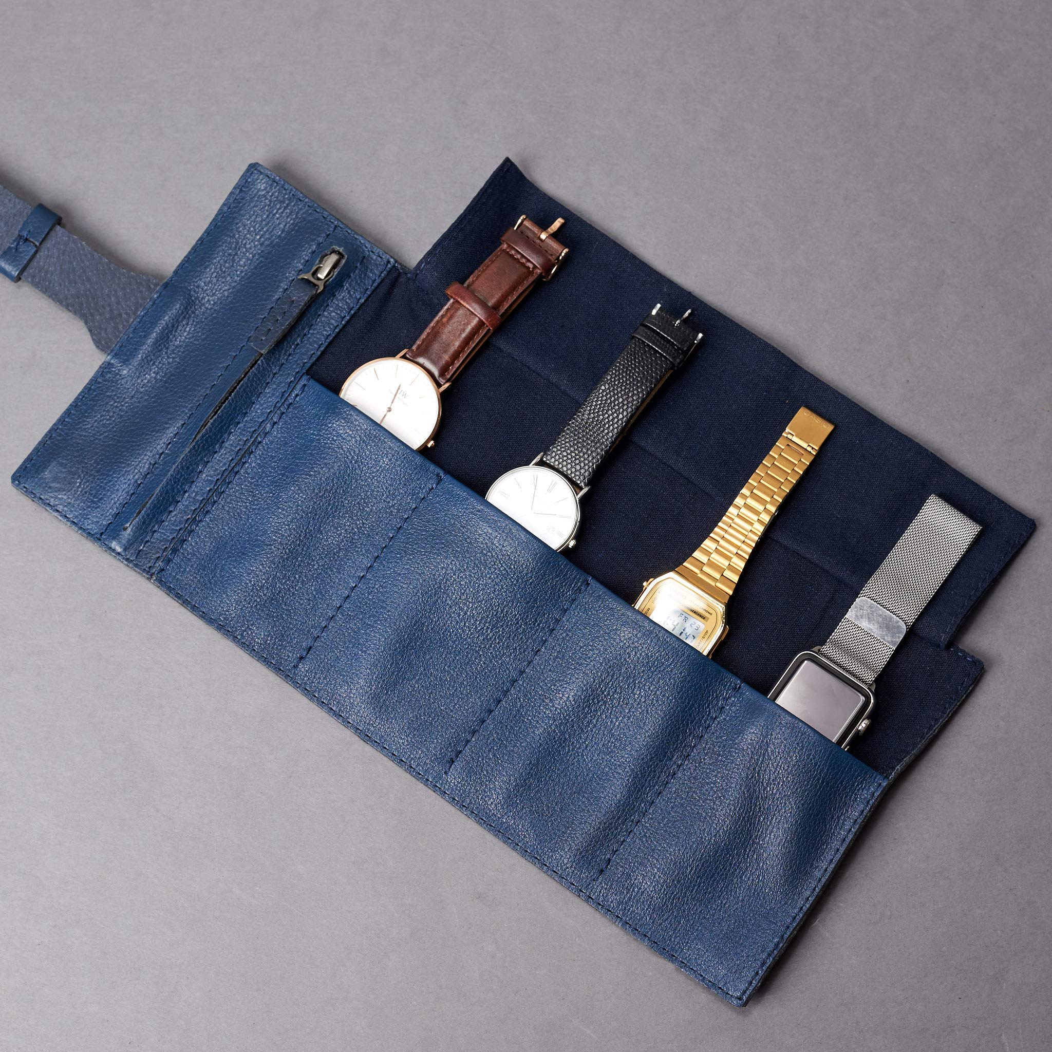 Luxury Leather Watch Roll for Men - 6 Watch Storage | Travel & Display Case