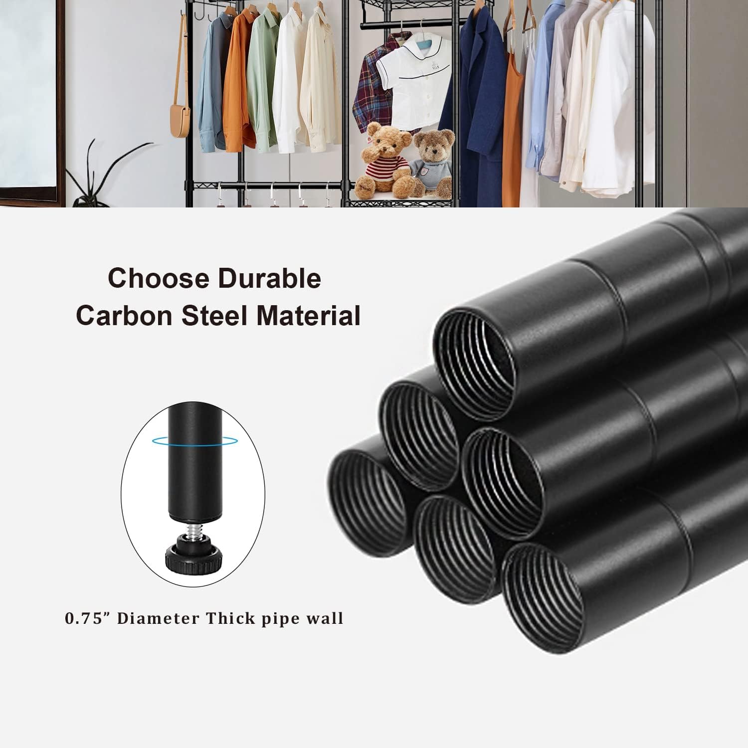 Forthcan Adjustable Height Metal Coat Rack with Shelf & Basket - Rustproof Standing Clothes Hanger for Entryway, Bedroom, or Office - Black, 155 x 40 x 180 cm - Perfect for Organizing Jackets, Hats, and Accessories