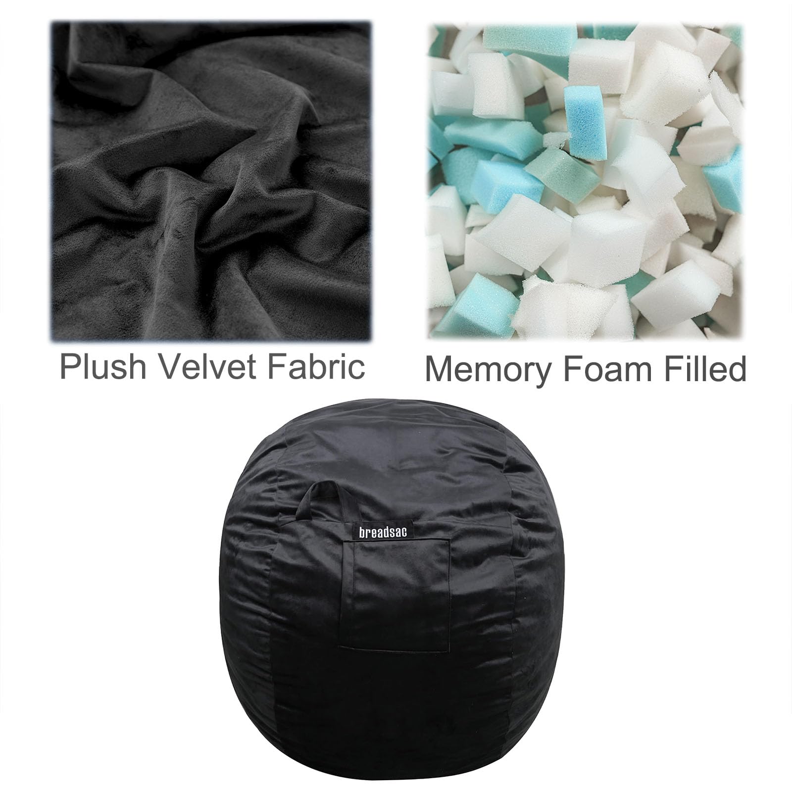 Premium Memory Foam Bean Bag Chair for Adults, Teens & Kids - Soft Velvet Lazy Sofa with Removable High-Rebound Cushion - Perfect for Living Room, Bedroom, College Dorm & Game Room Relaxation