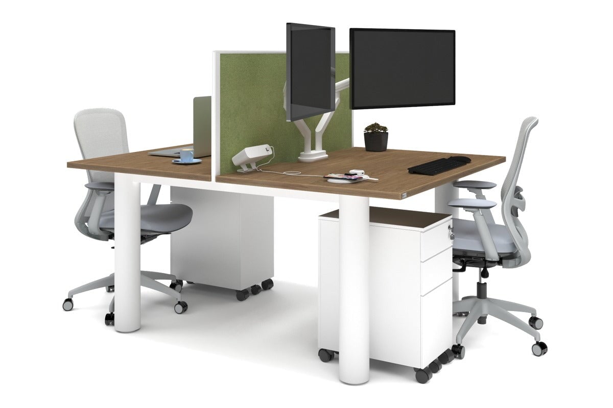 Quadro Cylinder Leg 2-Person Office Workstation Desk - 1800L x 800W with Cable Management Scallop - Perfect for Collaborative Workspaces & Modern Offices