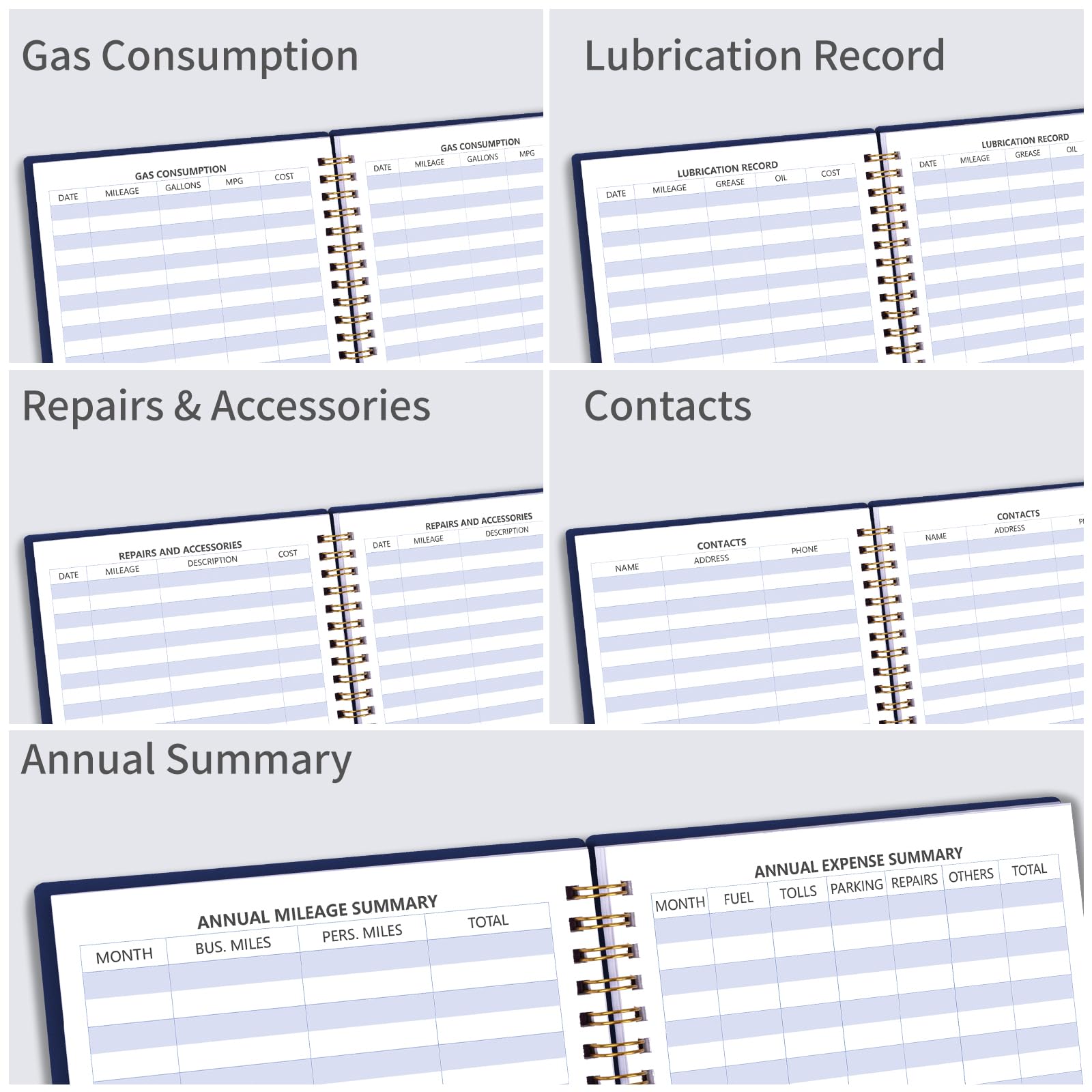Auto Mileage Log Book for Car & Vehicle Maintenance - 6.1×8.4