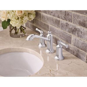 Moen Dartmoor Chrome Two-Handle Widespread Bathroom Faucet - Traditional Bathroom Sink Faucet with Valve (Model T6805) - Perfect for Vintage Style Bathroom Renovations and Home Upgrades