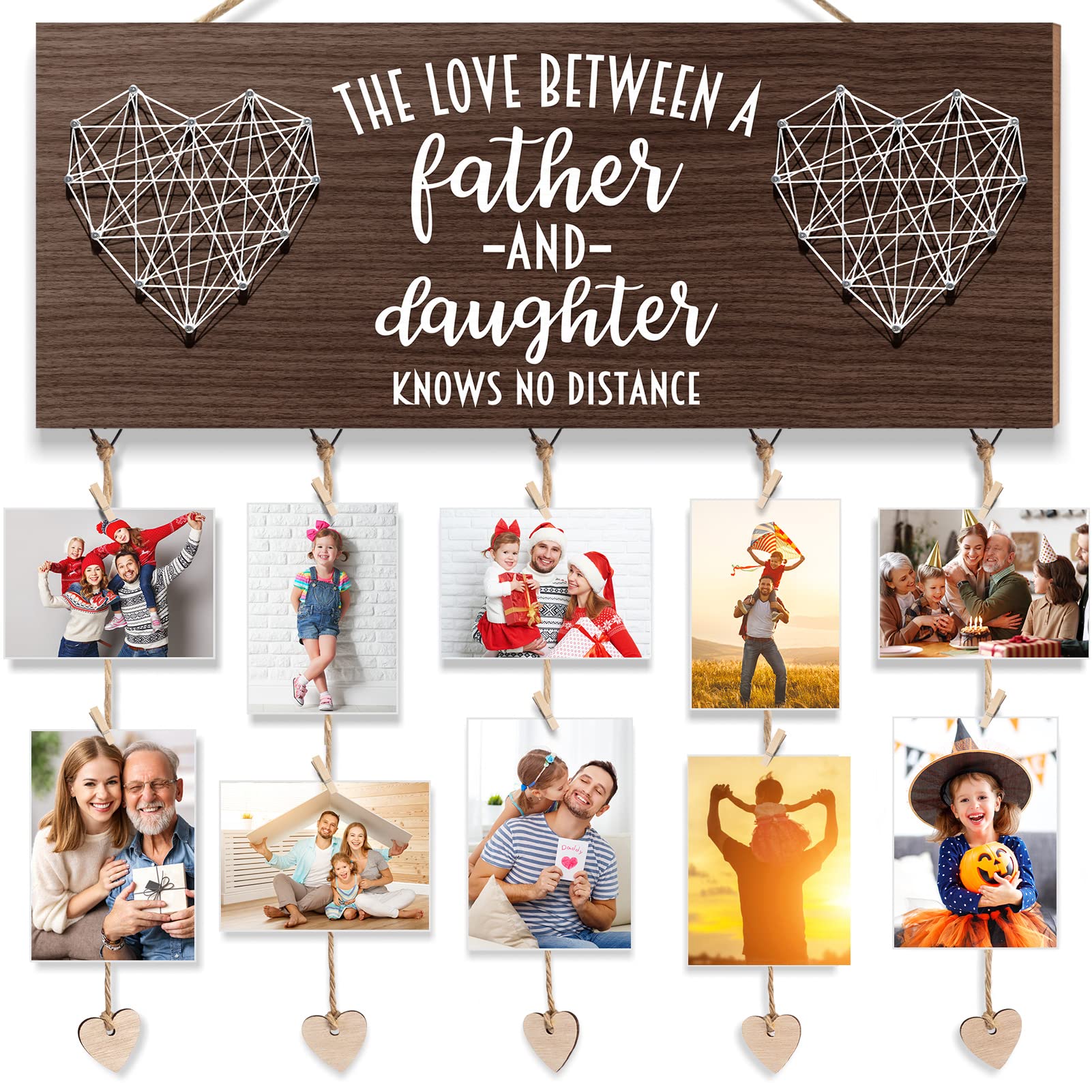 Personalized Dad Picture Frame - Unique Father's Day Gifts from Daughter, Wife & Kids | Birthday Present for Dad Who Has Everything | Stepdad Gift Ideas | Hanging Photo & Christmas Card Holder | Perfect for Home Office, Living Room Decor & Special Occasions