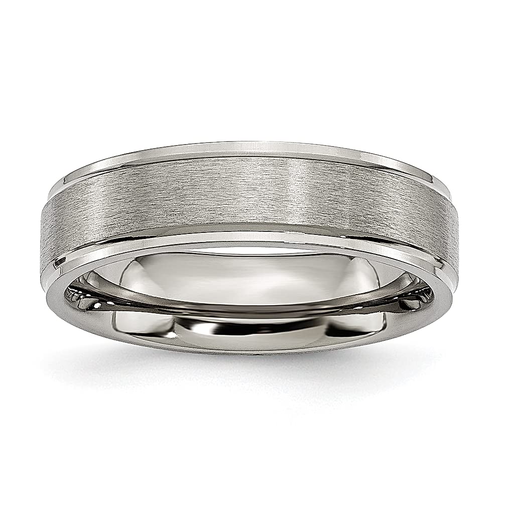 ICE CARATS 6mm Titanium Brushed Wedding Band for Women - Classic Flat Ridged Edge Ring, Durable & Hypoallergenic Jewelry - Perfect Anniversary Gift, Engagement Ring, or Promise Band for Her