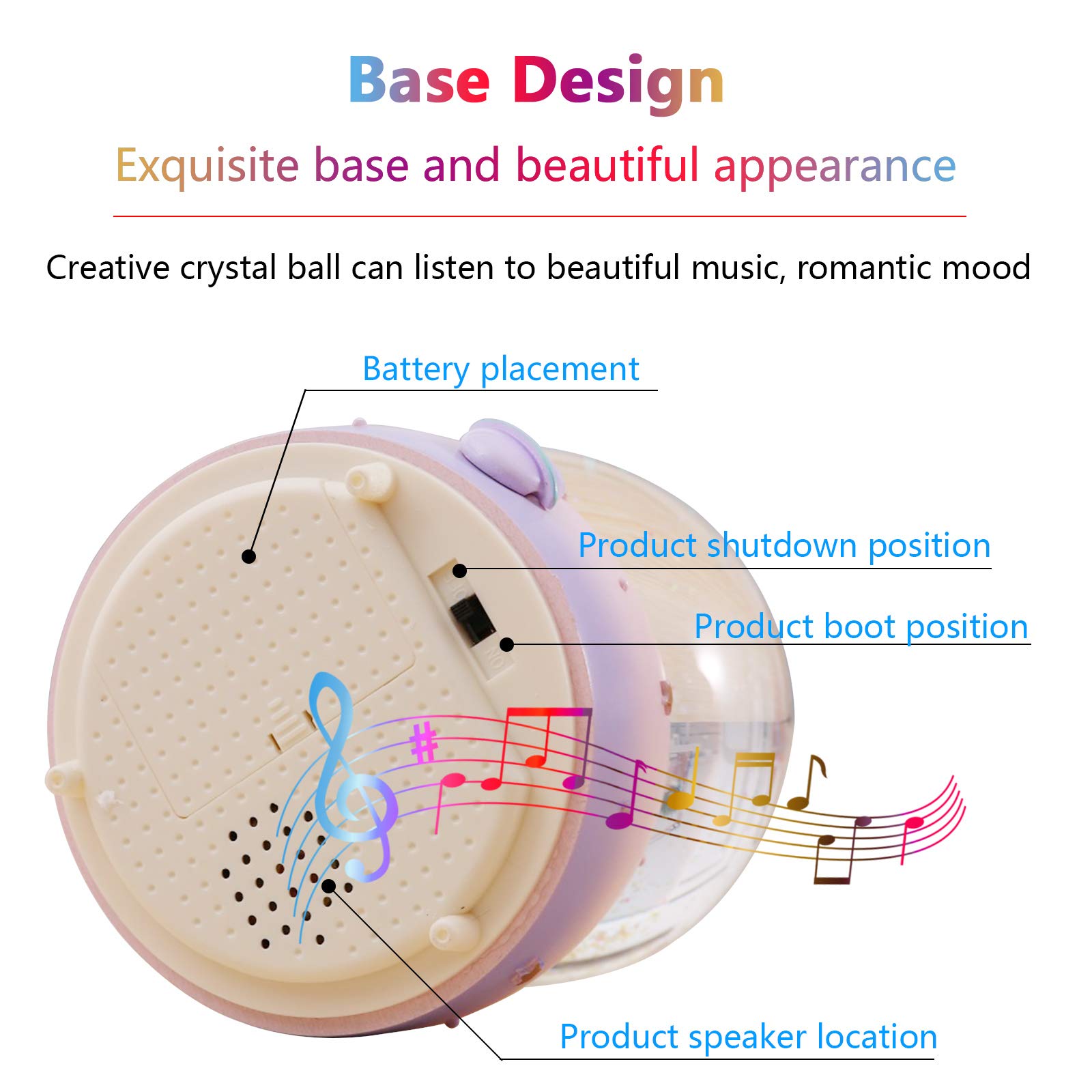 3.94 Inch Unicorn Music Snowball with LED Rainbow Lights - Automatic Snowfall Music Box for Girls | Perfect Christmas & Birthday Gift | Home Decor, Nursery Night Light, Party Decoration