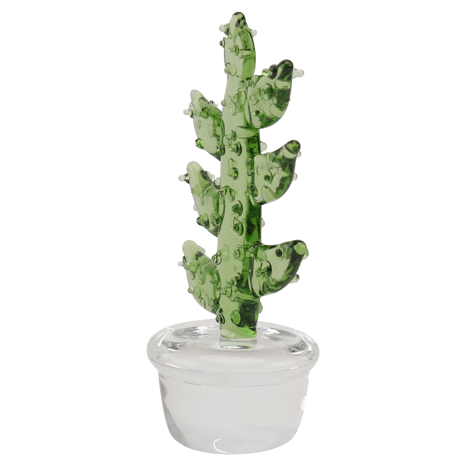 Handmade Glass Cactus Decor - Crystal Art Cactus Figurine, Faux Cactus Simulation Plant for Home & Office Desk Decor, Gift Idea for Plant Lovers | Perfect for Boho Decor, Wedding Centerpieces, and Shelf Displays