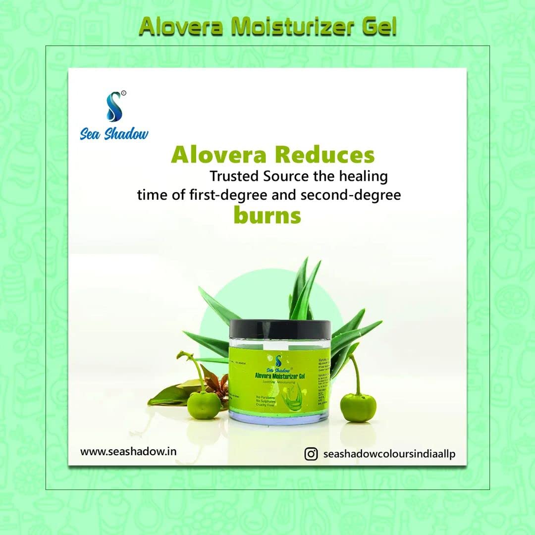 SEA SHADOW Pure Aloe Vera Gel for Face & Body - Hydrating, Moisturizing, Soothing Skin Care Treatment | 100ml Multipurpose Gel for Sunburn Relief, After Shave, Hair Mask & Dry Skin | Perfect for Daily Skincare Routine & Travel