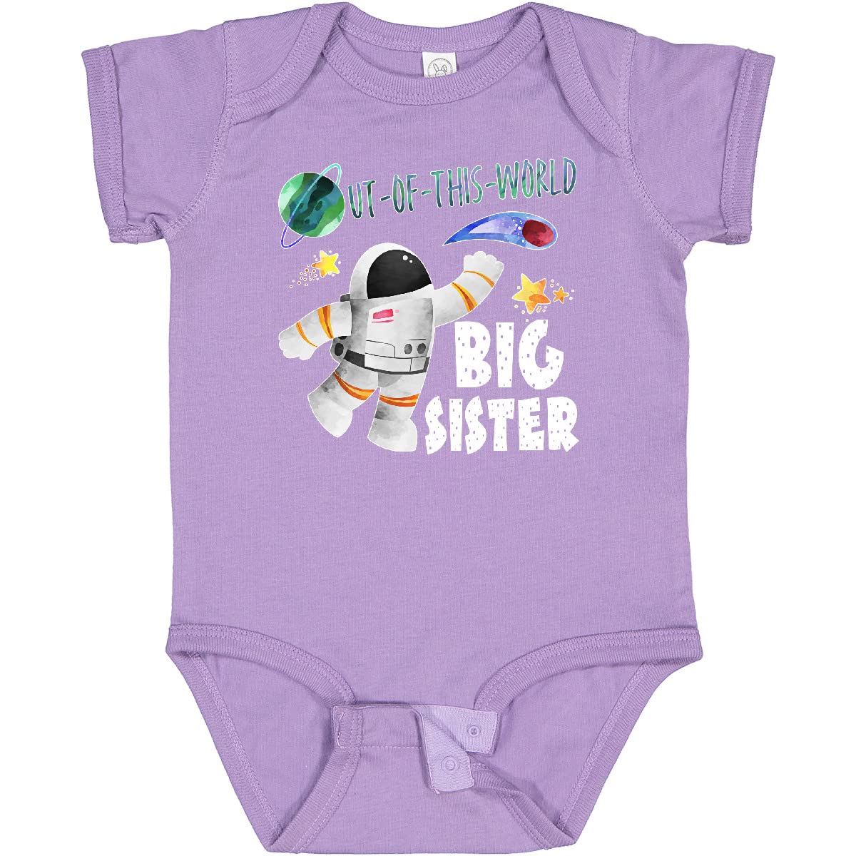 Inktastic Out Of This World Big Sister Astronaut in Space Baby Bodysuit - Cute Astronaut-Themed Onesie for Newborns & Infants - Perfect for Sibling Announcement, Space-Themed Baby Showers & Birthday Gifts