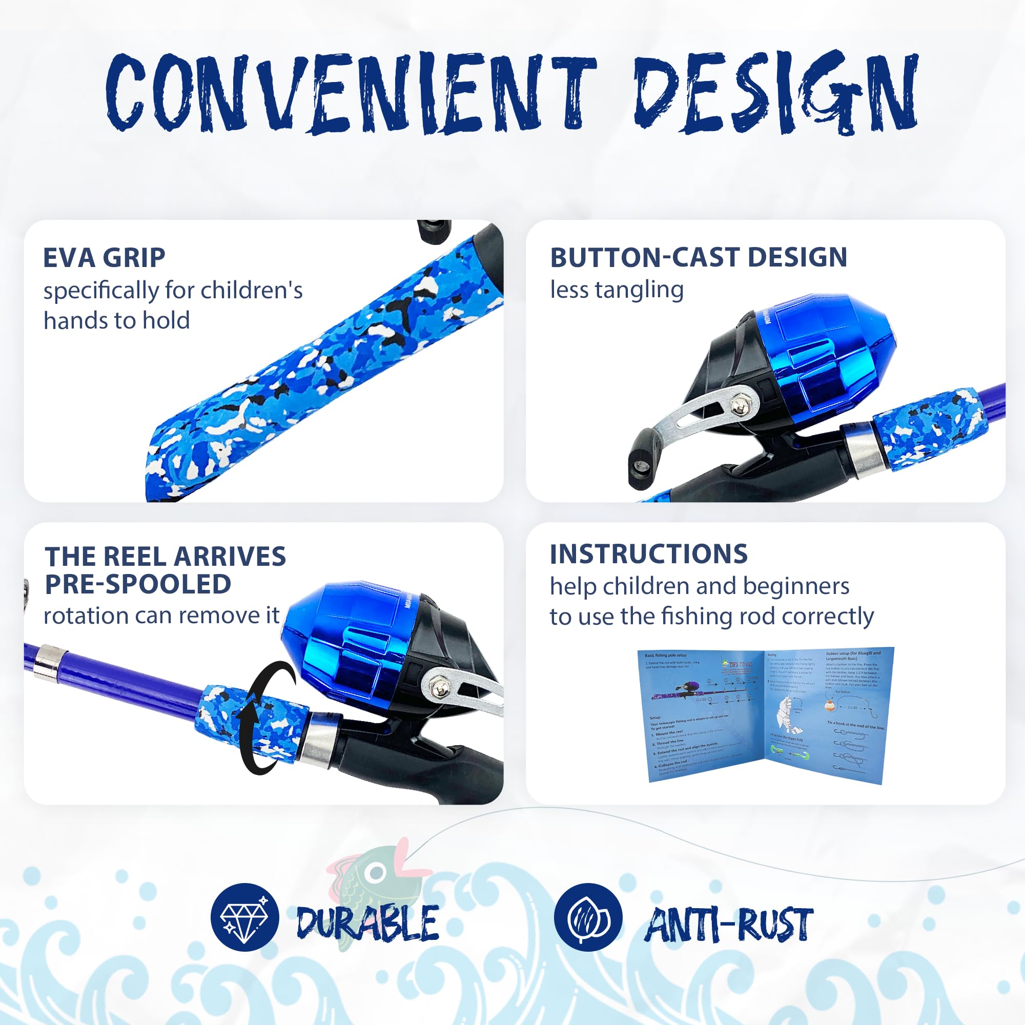 **Kids Fishing Pole - Telescopic Fishing Rod & Reel Combo Kit with Tackle Box & Net for Boys & Girls | Portable Youth Fishing Gear for Lakes, Ponds & Outdoor Adventures**