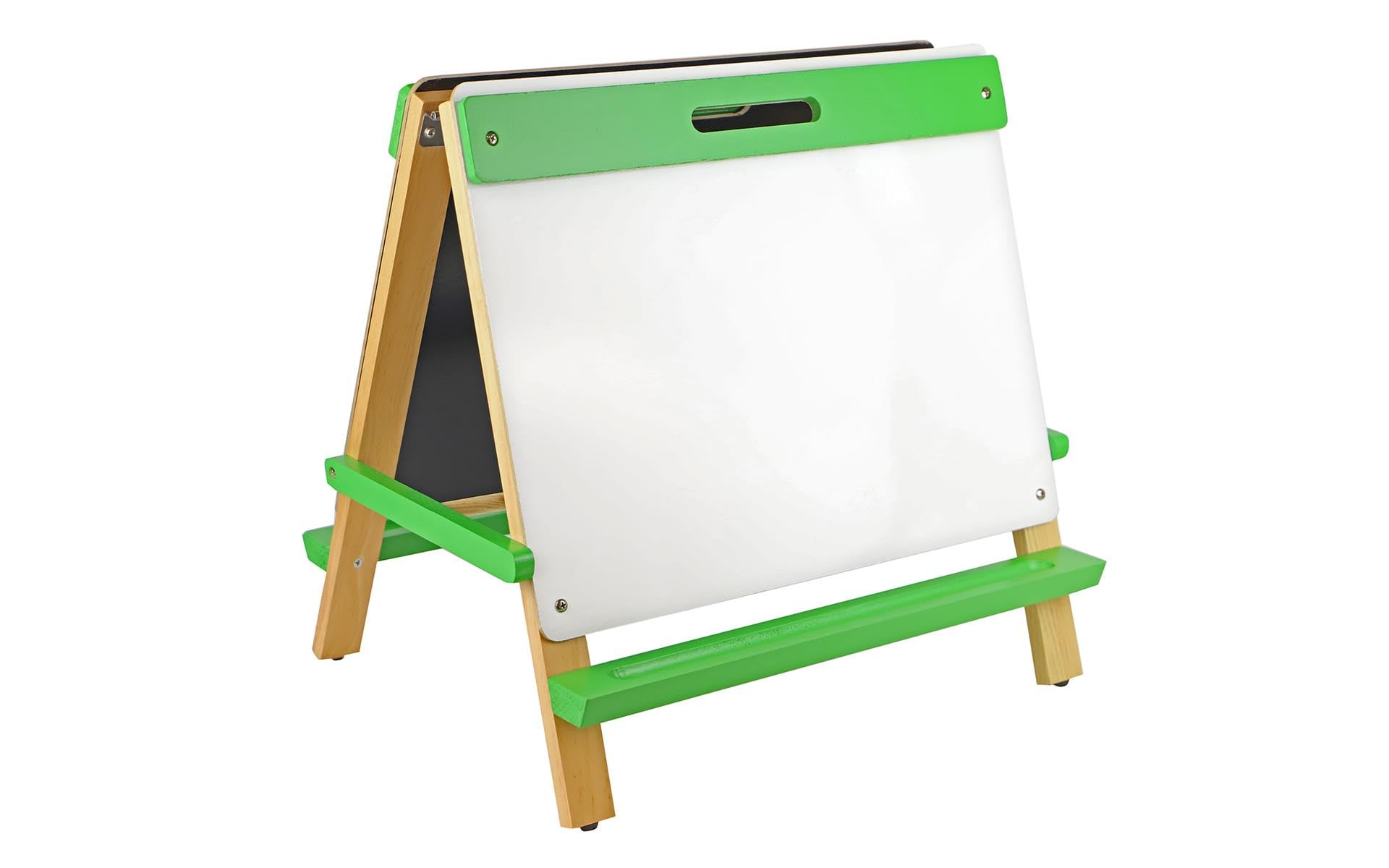 Art Advantage Kids Easel with Chalkboard & Dry Erase Board - Adjustable Double-Sided Wooden Standing Easel for Painting, Drawing & Learning - Perfect for Home, Classroom & Preschool Activities