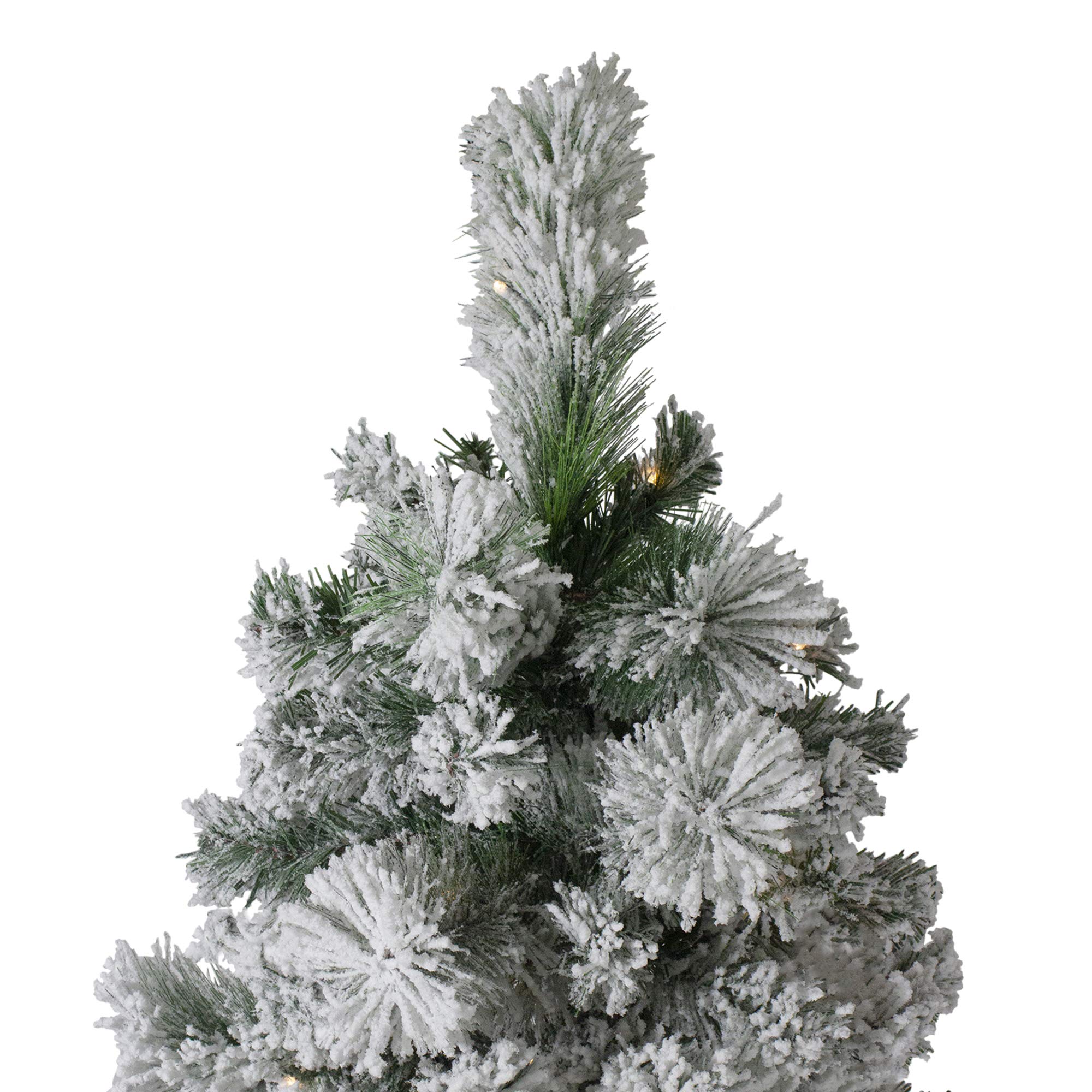 6.5' Pre-Lit Flocked Artificial Christmas Tree with Clear Lights - Full Somerset Spruce Design for Holiday Decor | Perfect for Living Room, Office & Christmas Party Decoration