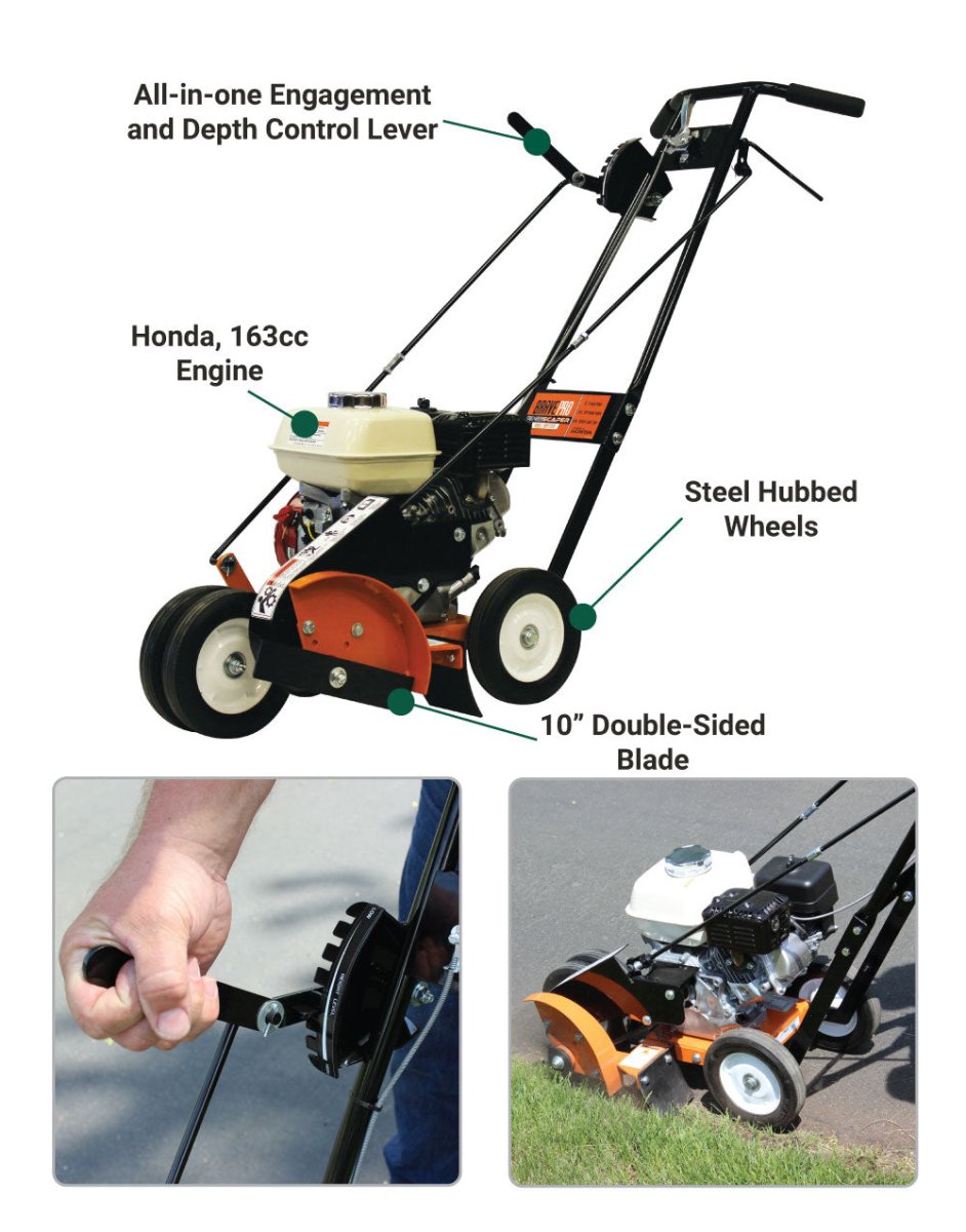 Brave Edger 10-Inch Straight Blade with Honda GX160 Engine - Professional Landscaping Tool for Lawn Edging, Yard Maintenance & Garden Care