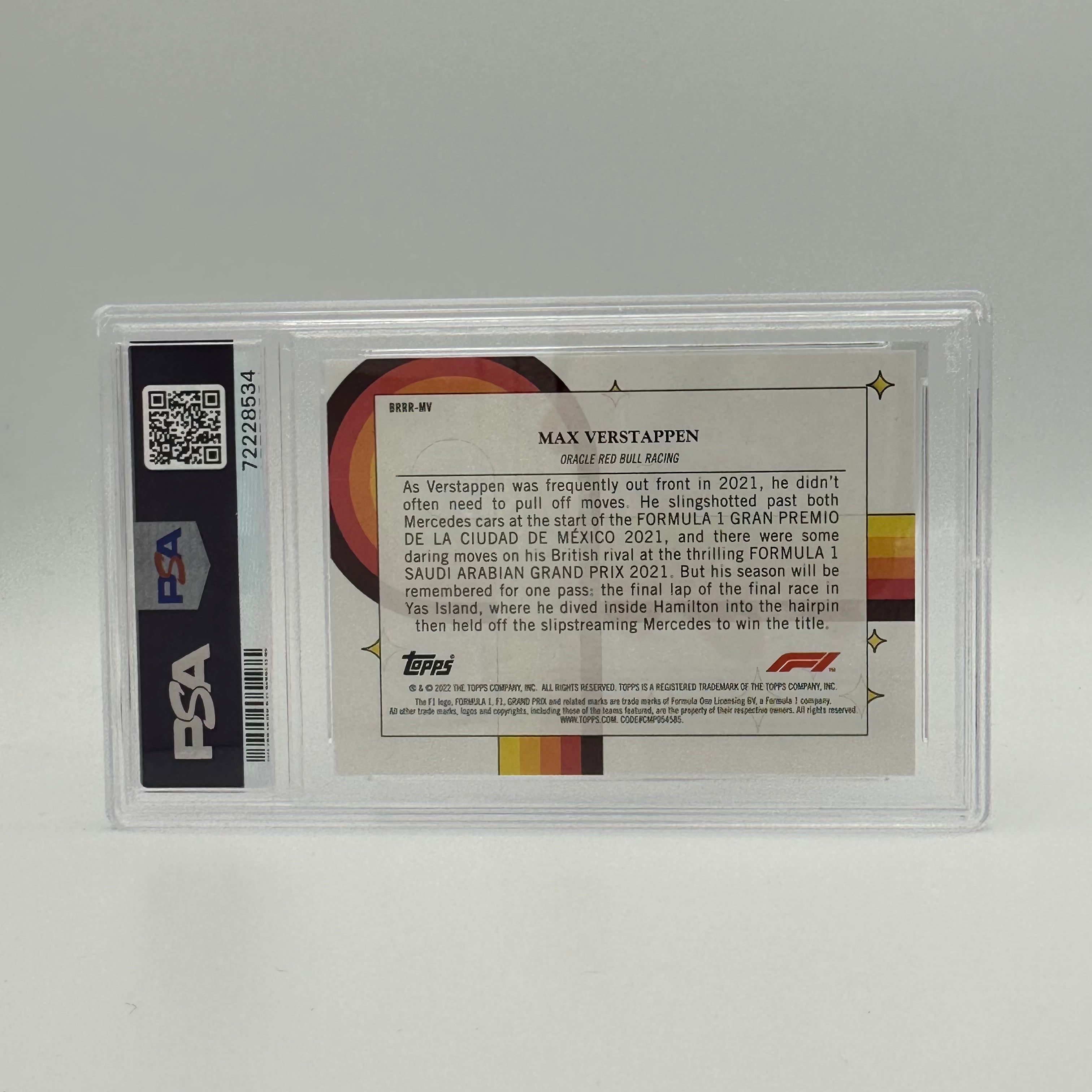 PSA 9 Graded Max Verstappen Bounce Rock Race Roll #BRRRMV Trading Card - Perfect for F1 Collectors, Racing Fans & Sports Memorabilia Enthusiasts