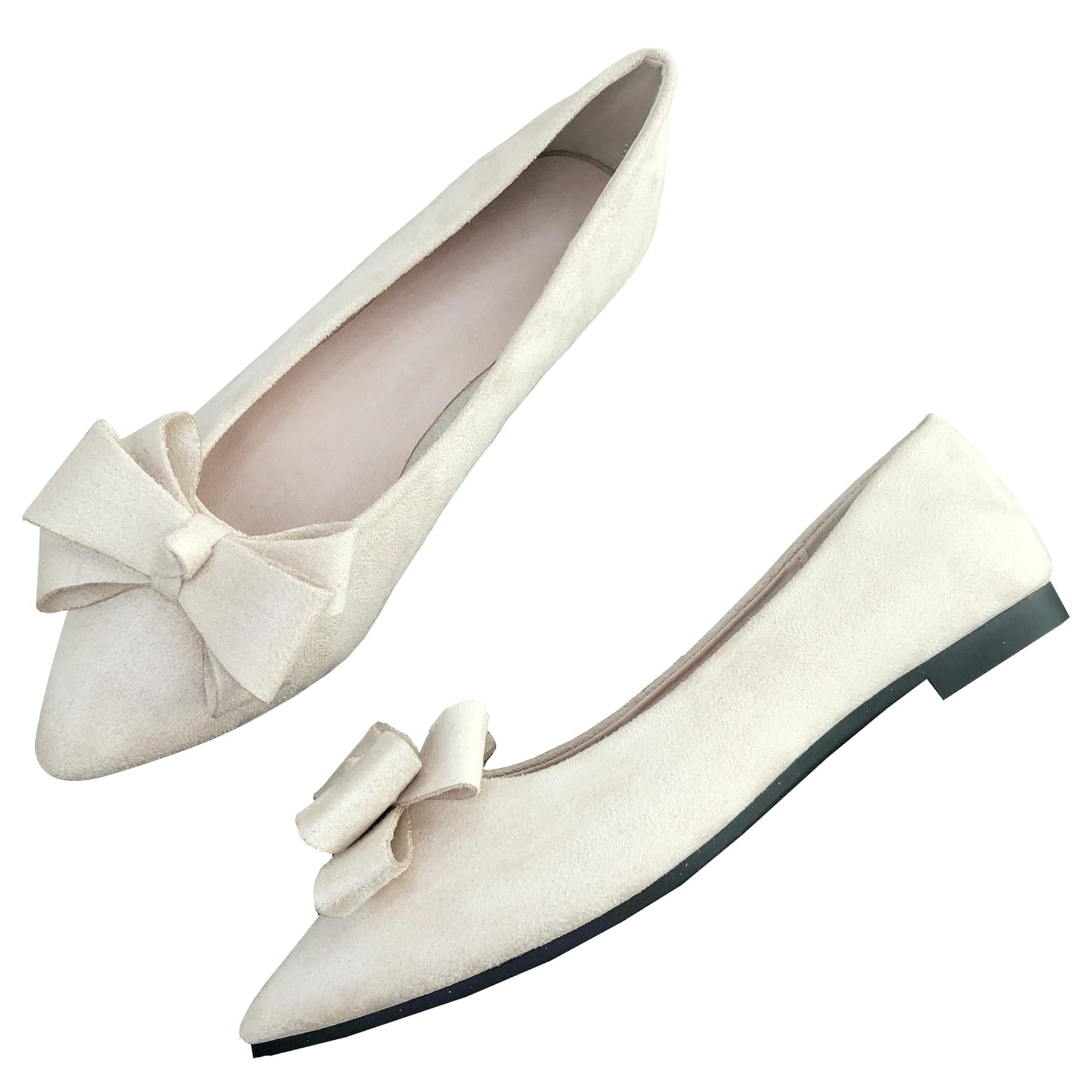 Cute Bowknot Ballet Flats for Women - Pointed Toe Crystal Embellished Comfortable Lightweight Loafers | Elegant Casual Shoes for Work, Party & Daily Wear