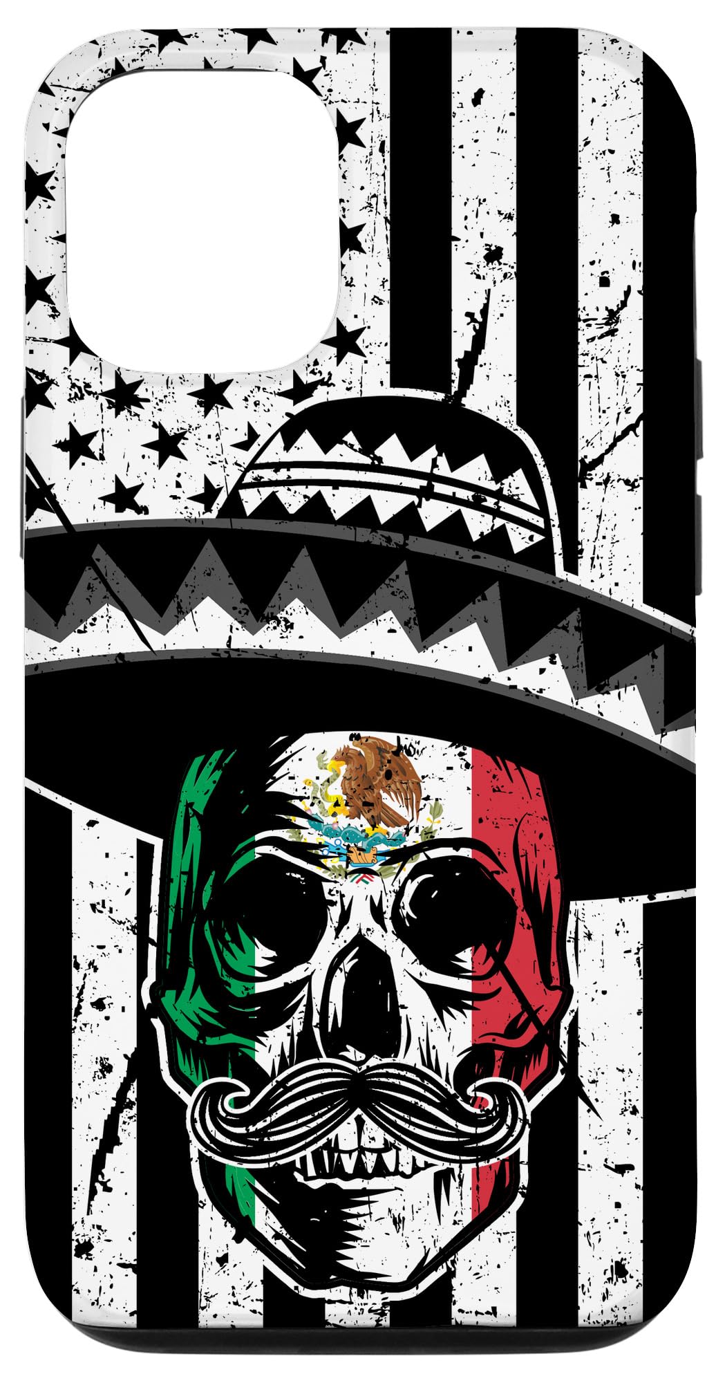 iPhone 12/12 Pro Case with Mexican Skull Sombrero & American Flag Design - Patriotic 4th of July Phone Cover for Parties, Travel & Everyday Use
