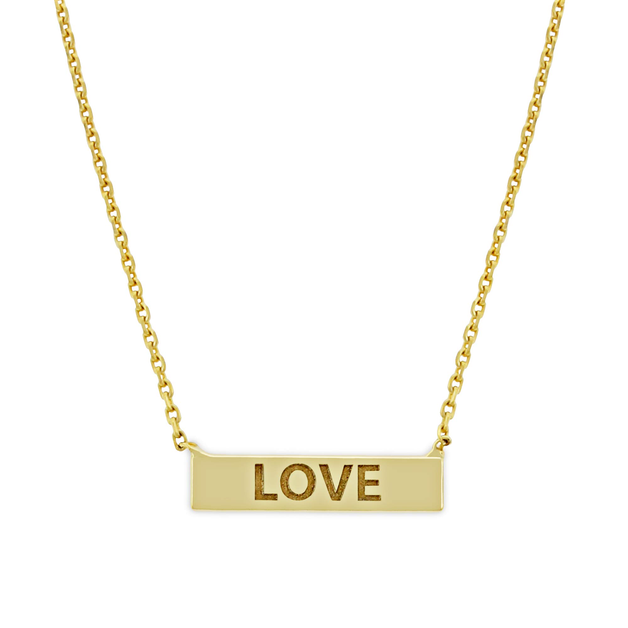 14K Solid Gold Adjustable Love Bar Necklace for Women - Romantic Gift for Anniversary, Valentine's Day & Everyday Elegance