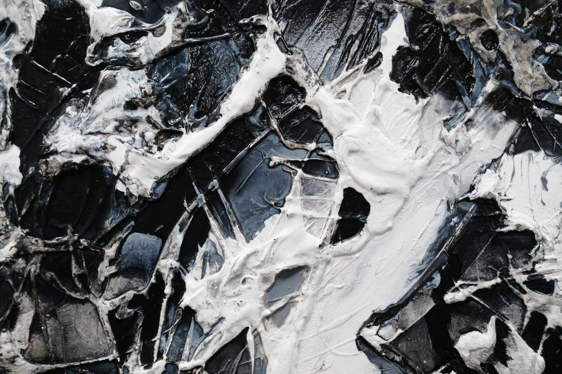 Bliss 190cm x 100cm Black White Textured Abstract Canvas Art - Modern Wall Decor for Living Room, Bedroom & Office