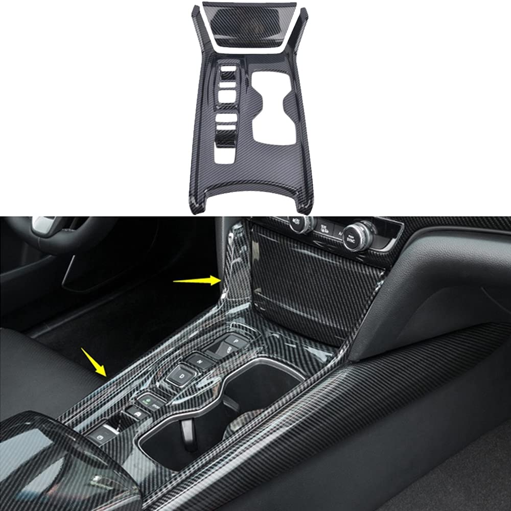 Premium 2-Piece ABS Carbon Fiber Gear Shift Panel & Cup Holder Cover Set - Interior Trim Accessories for 2018-2022 Honda Hybrid Accord 10th Gen (Gas Models Not Compatible) - Upgrade Your Car's Luxury Style for Daily Commute & Road Trips