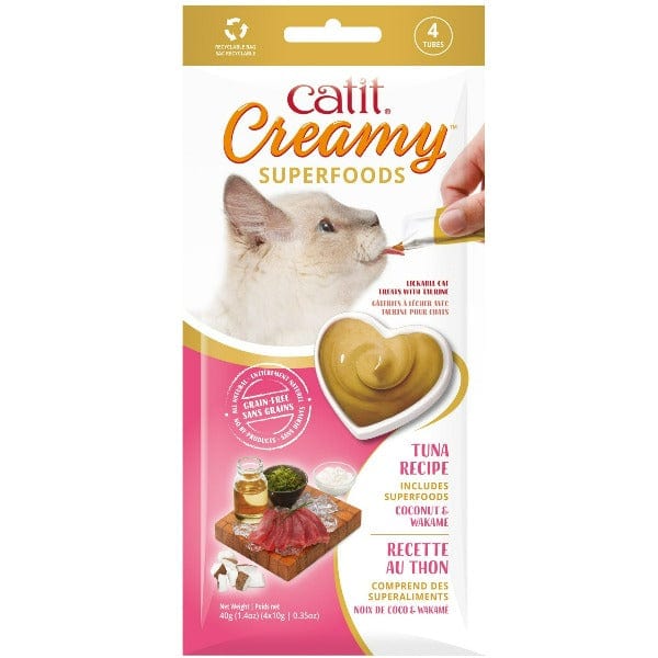 Catit Creamy Superfood Tuna Cat Treats with Coconut & Wakame - Grain-Free Healthy Snacks for Cats - Perfect for Training, Rewards & Bonding Time