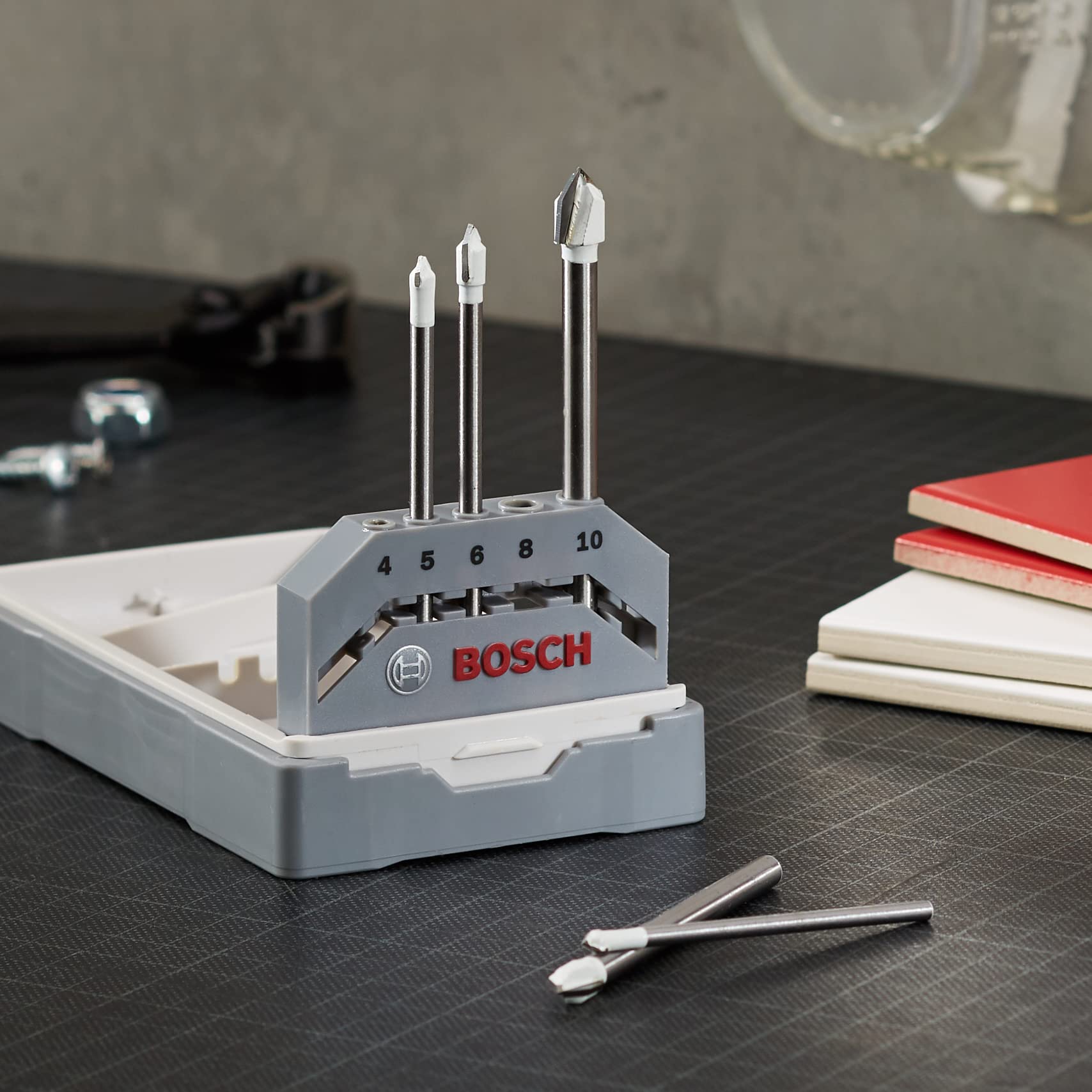 Bosch Professional 5-Piece CYL-9 Ceramic Tile Drill Bit Set for Stone & Tiles (4-10mm, Cylinder Shank) - Perfect for Bathroom Renovation & DIY Home Improvement Projects
