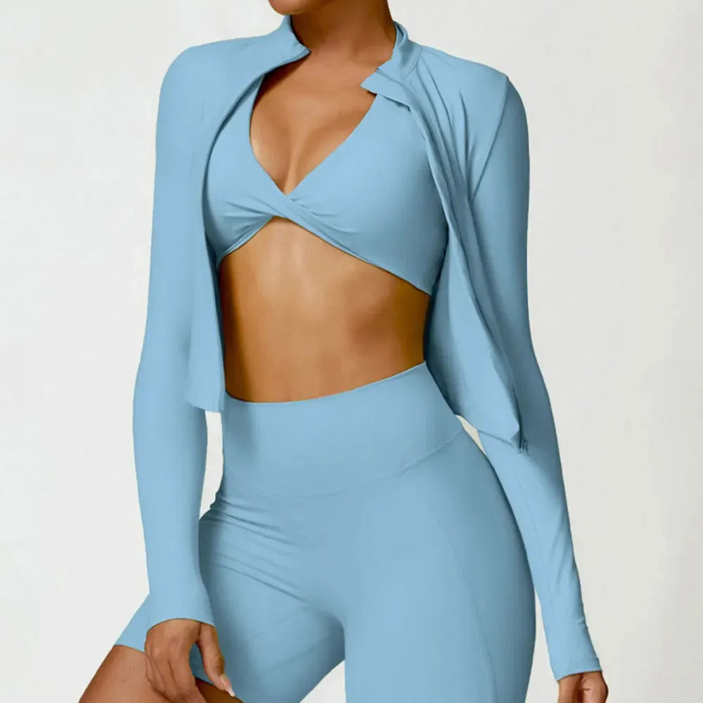 Women's Long Sleeve Yoga Top - Breathable Workout Shirt with Zipper Jacket for Gym, Running & Cycling | Push Up Sportswear for Women | Perfect for Yoga, Fitness Training & Outdoor Activities