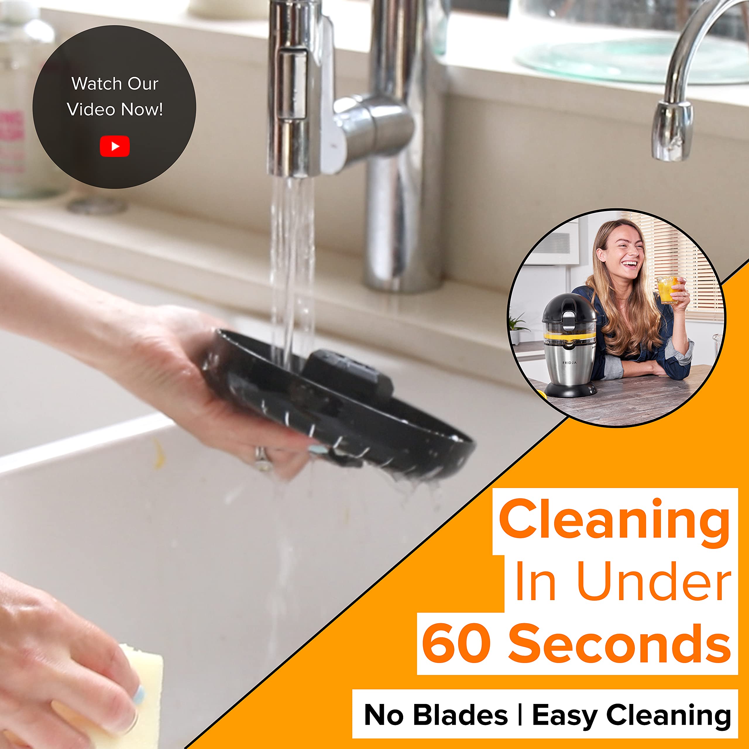 Automatic Citrus Juicer - One-Touch Operation, No Spill Design, Easy to Clean | Stainless Steel Orange & Grapefruit Squeezer for Fresh Juice (50W, 400ml) | Perfect for Breakfast, Brunch & Healthy Lifestyle - Fridja F900