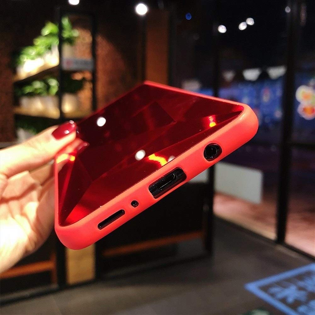 ZHEXUNDIAN Diamond 3D Mirror Phone Case for iPhone 11 Pro/X/XS Max/XR/8/7/6/6S Plus - Shockproof Protective Cover with Glitter Back (Red, Compatible with iPhone 7) - Perfect for Daily Use, Parties & Special Occasions