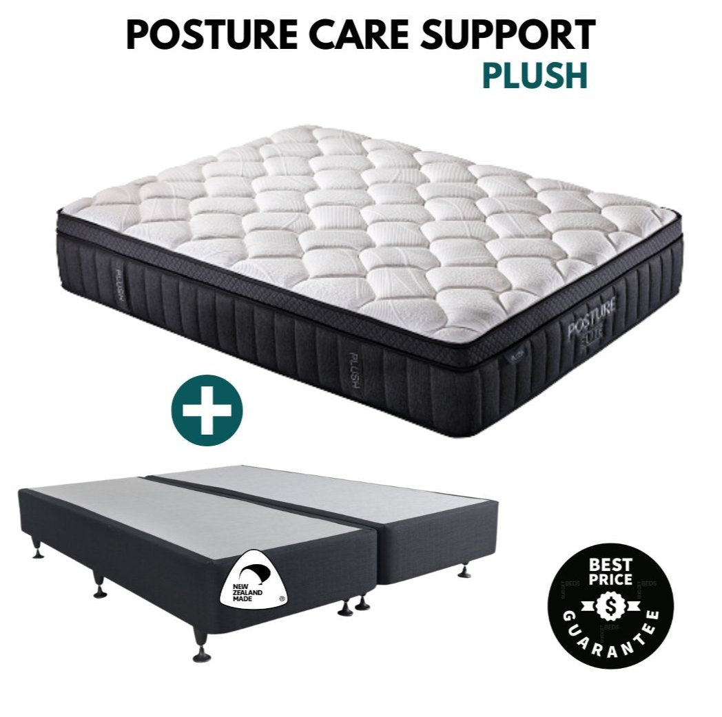 Posture Care Support Plush Mattress & Base - King Size for Back Pain Relief & Comfortable Sleep