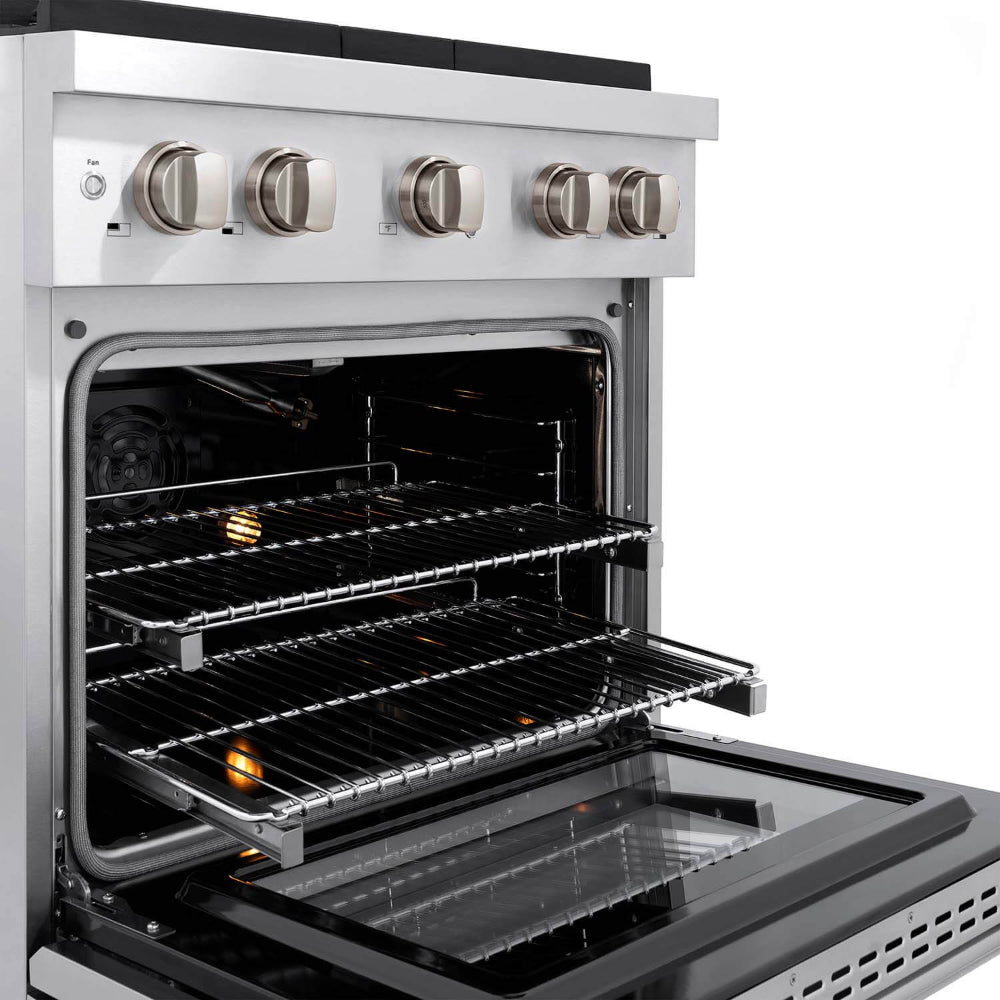 ZLINE 30 Inch Stainless Steel Gas Range with Over The Range Microwave - Traditional Handle Kitchen Package (2KP SGROTRH30) | Perfect for Modern Home Cooking & Space-Saving Kitchen Design