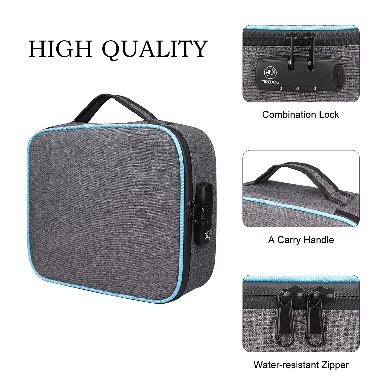 GEEDUD Smell Proof Bag with Combination Lock - Large Odor Proof Travel Storage Case Pouch (Gray) | Secure Storage for Cannabis, Cash & Valuables | Perfect for Travel, Camping & Outdoor Activities