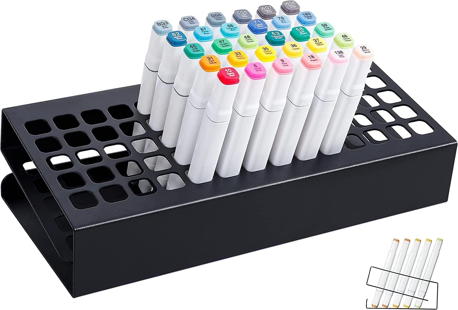 MyLifeUNIT 70 Hole Metal Marker Organizer - Multi-Level Desk Holder for Pens, Color Pencils & Paint Brushes - Perfect for Artists, Students & Office Organization