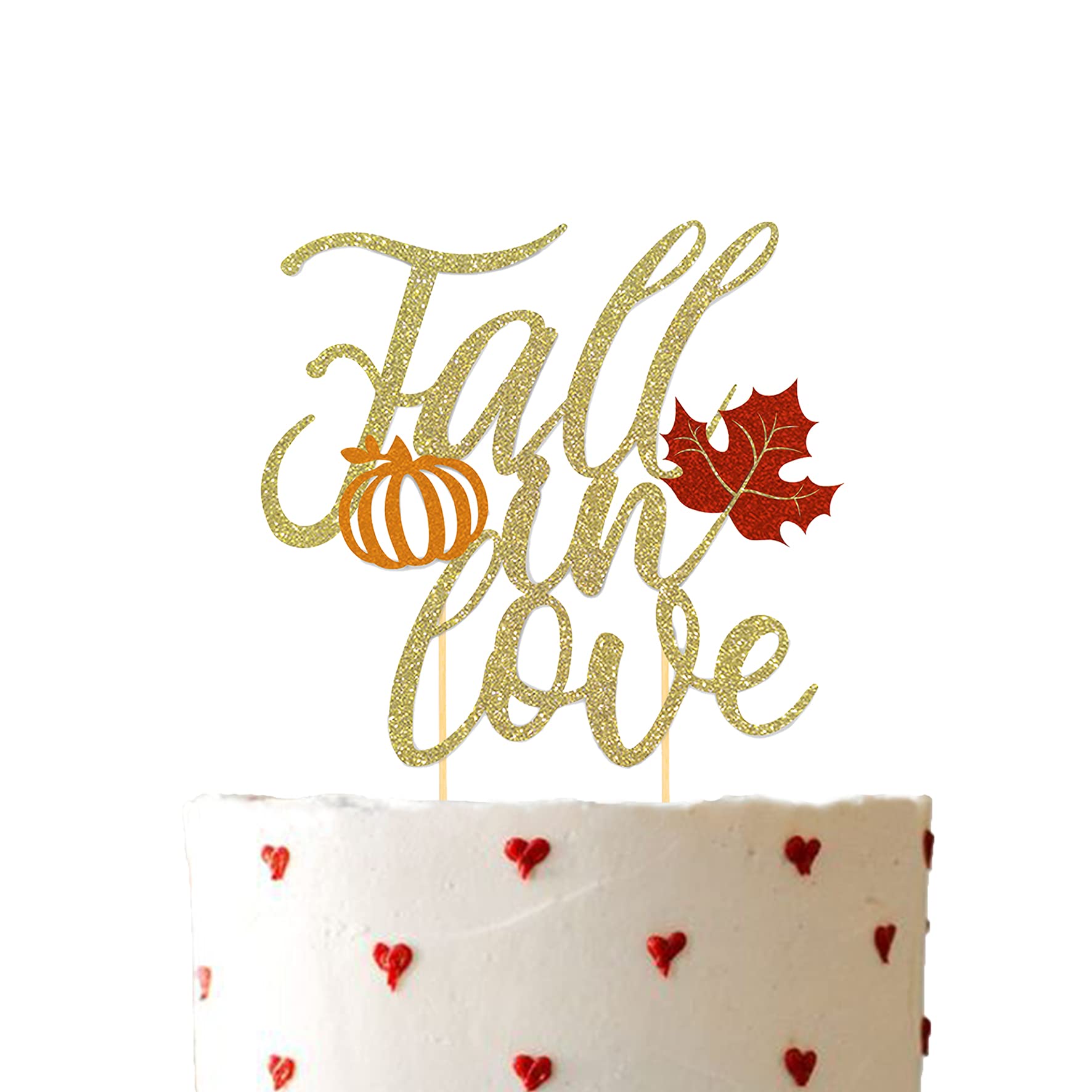Fall in Love Cake Topper - Autumn Themed Wedding Cake Decorations for Engagement, Anniversary & Bridal Shower Parties | Perfect for Fall Weddings, Pumpkin Spice Celebrations & Cozy Seasonal Events
