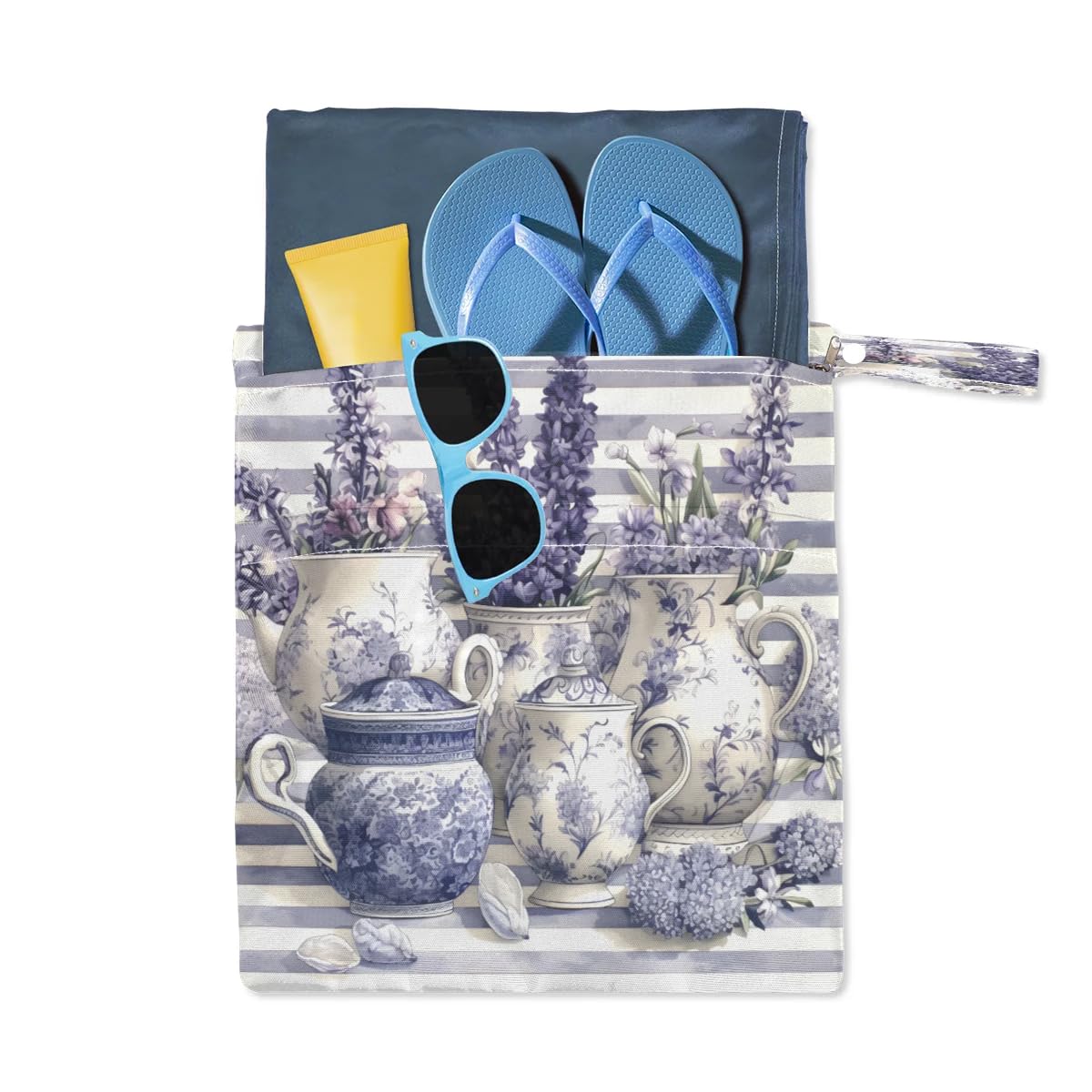 **2-Pack Lavender Waterproof Wet Dry Bags - Travel Laundry Storage for Swimsuits, Cloth Diapers & Gym Clothes - Ideal for Beach, Yoga, Pool & Gym Use**