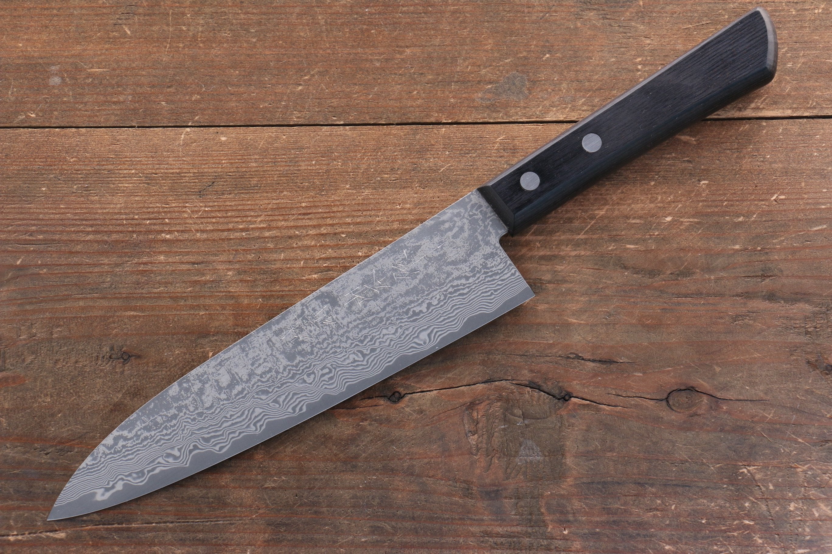 Premium Nao Yamamoto VG10 Black Damascus Gyuto Chef Knife 180mm - Japanese High Carbon Stainless Steel Blade with Black Pakka Wood Handle - Perfect for Sushi, Meat Slicing & Professional Cooking