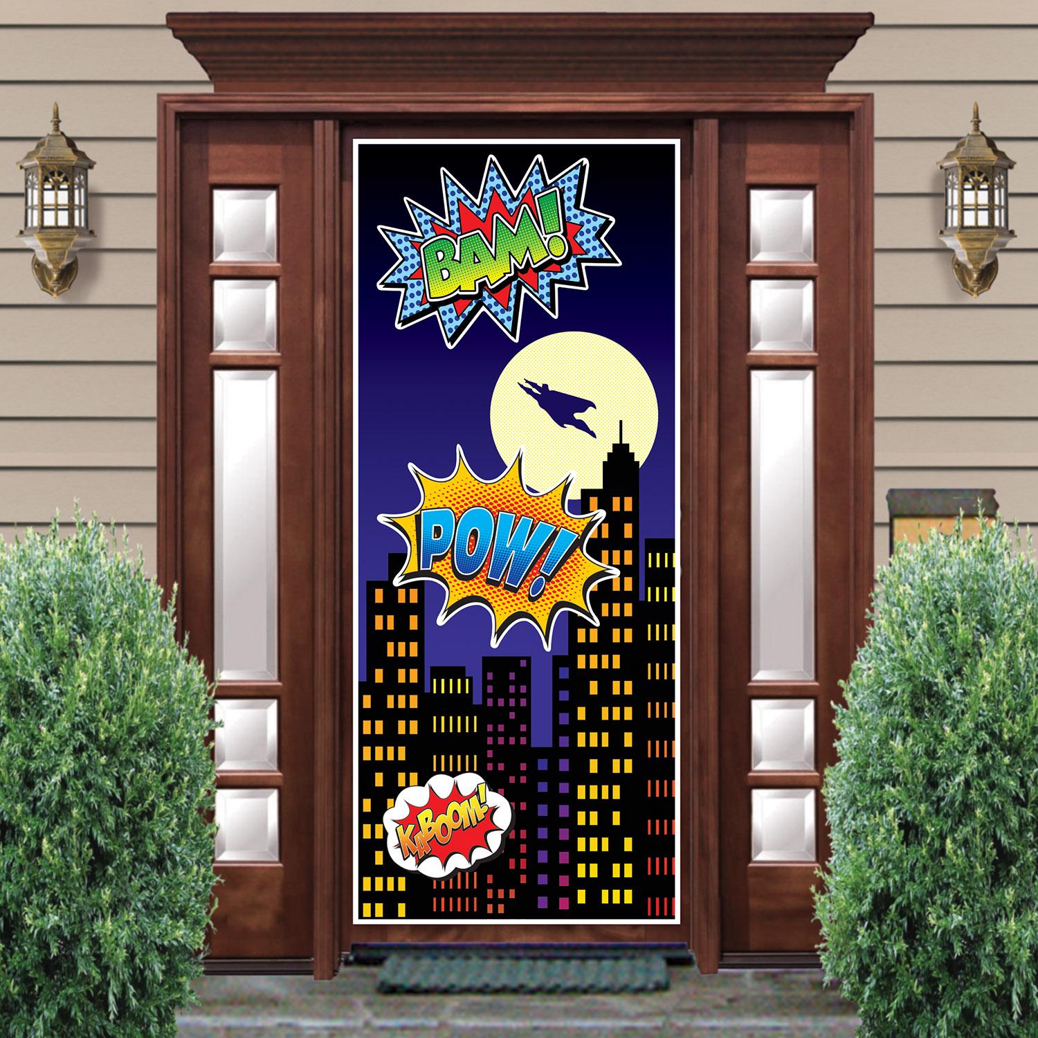 12 Pack Beistle Hero Party Door Cover - Superhero Themed Party Decorations for Birthday, Baby Shower & Indoor Events - Perfect for Kids' Room & Classroom Decor